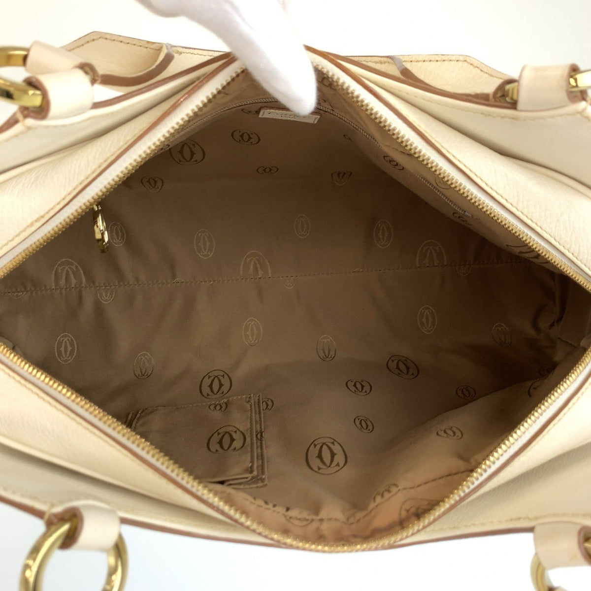 Cartier Marcello White Leather Handbag Shoulder Bag (Pre-Owned)