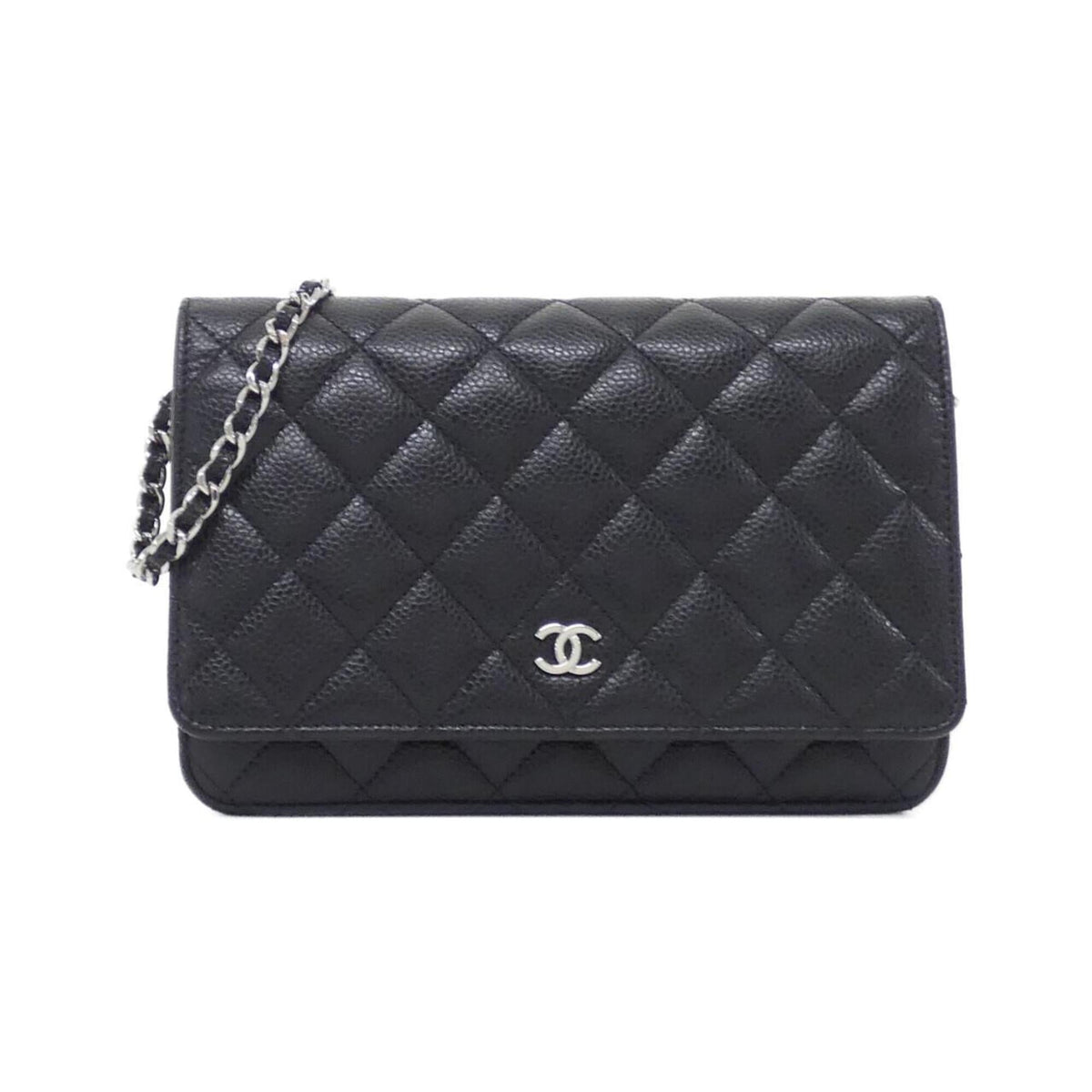 Chanel Black Grained Calfskin Chain/Shoulder Wallet (Pre-Owned)