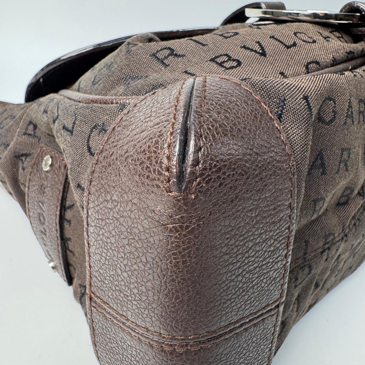 Bvlgari Brown Canvas Leather Shoulder Bag (Pre-Owned)