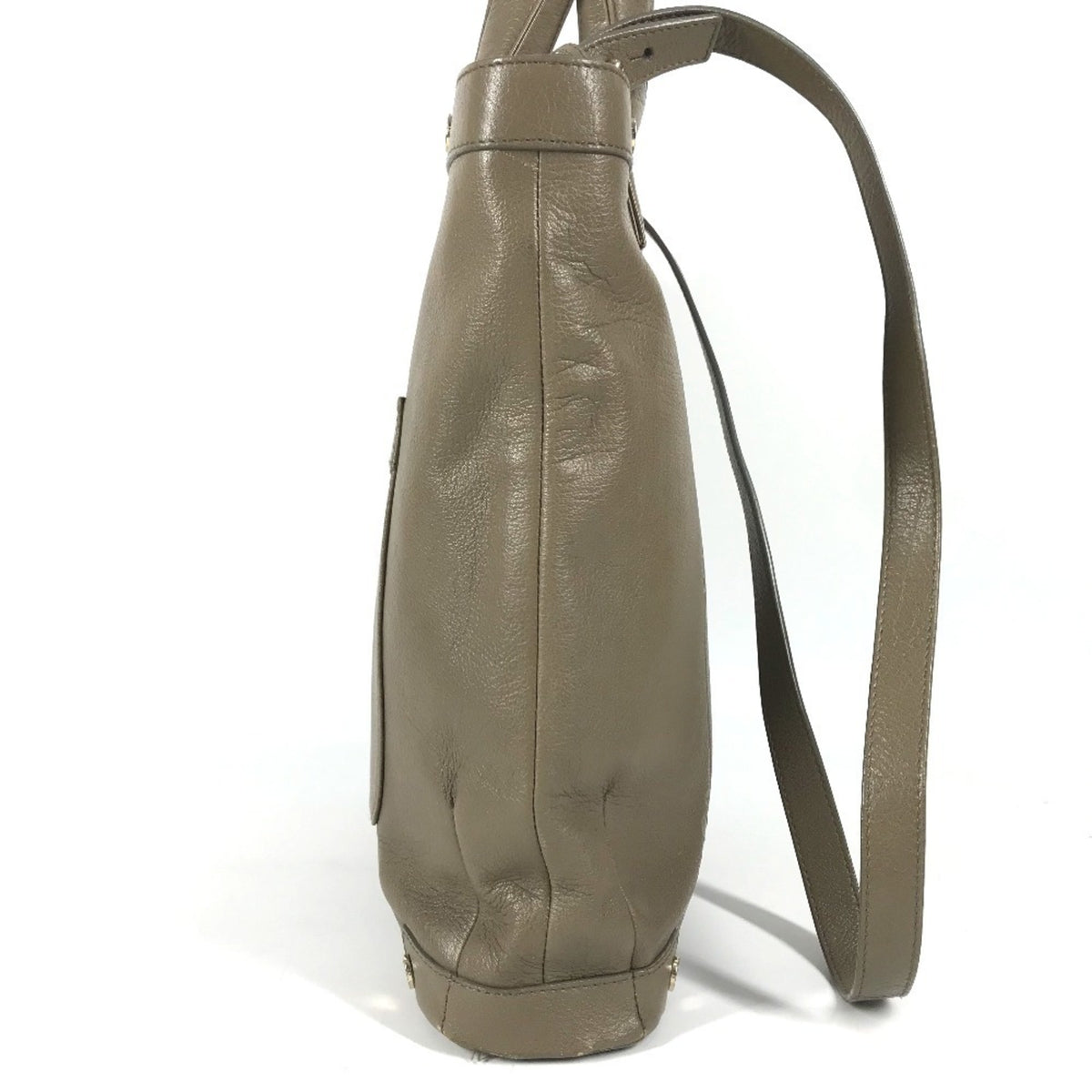 Bvlgari Gray Leather Handbag Shoulder Bag Tote Bag (Pre-Owned)