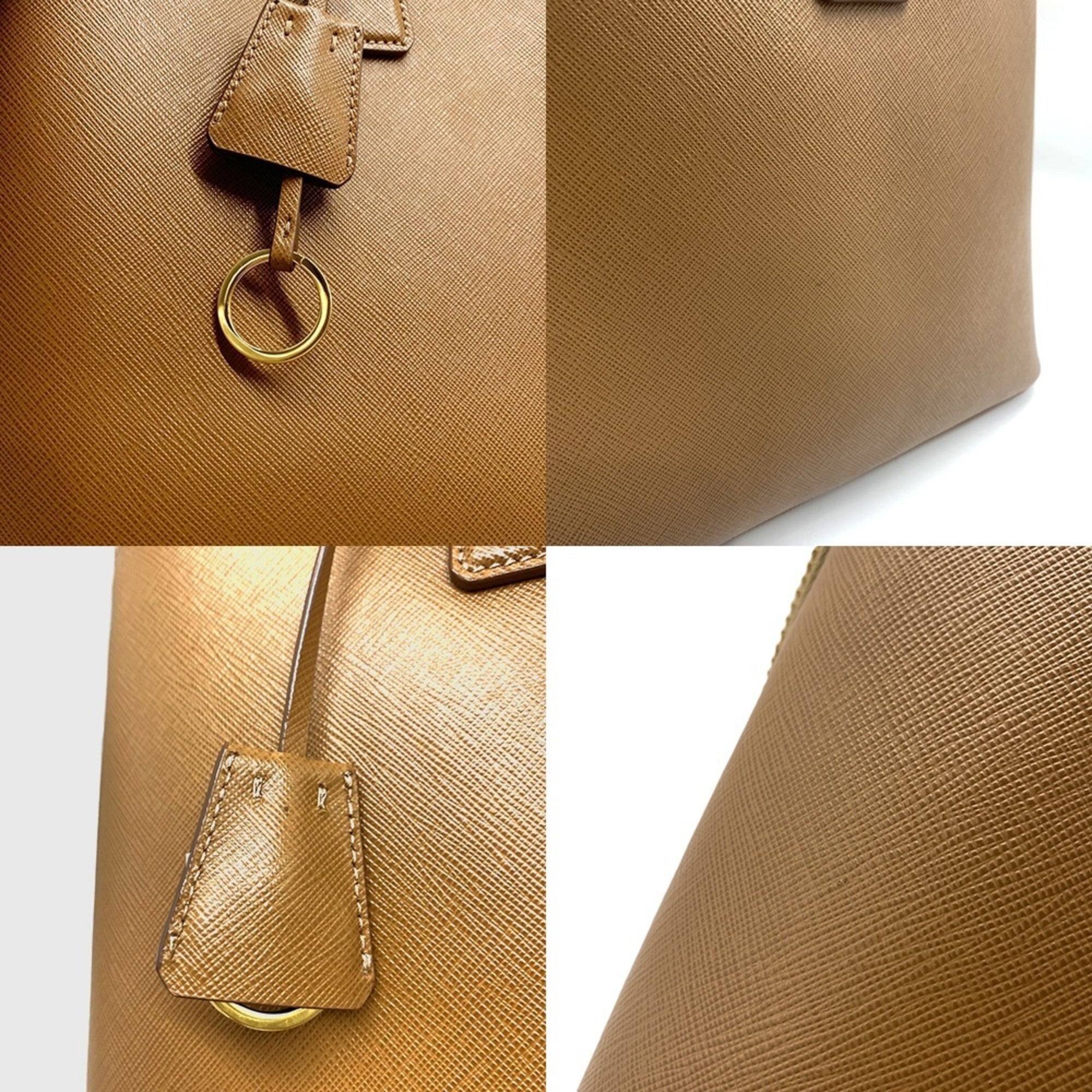 Prada Saffiano Brown Saffiano Handbag Tote Bag (Pre-Owned)