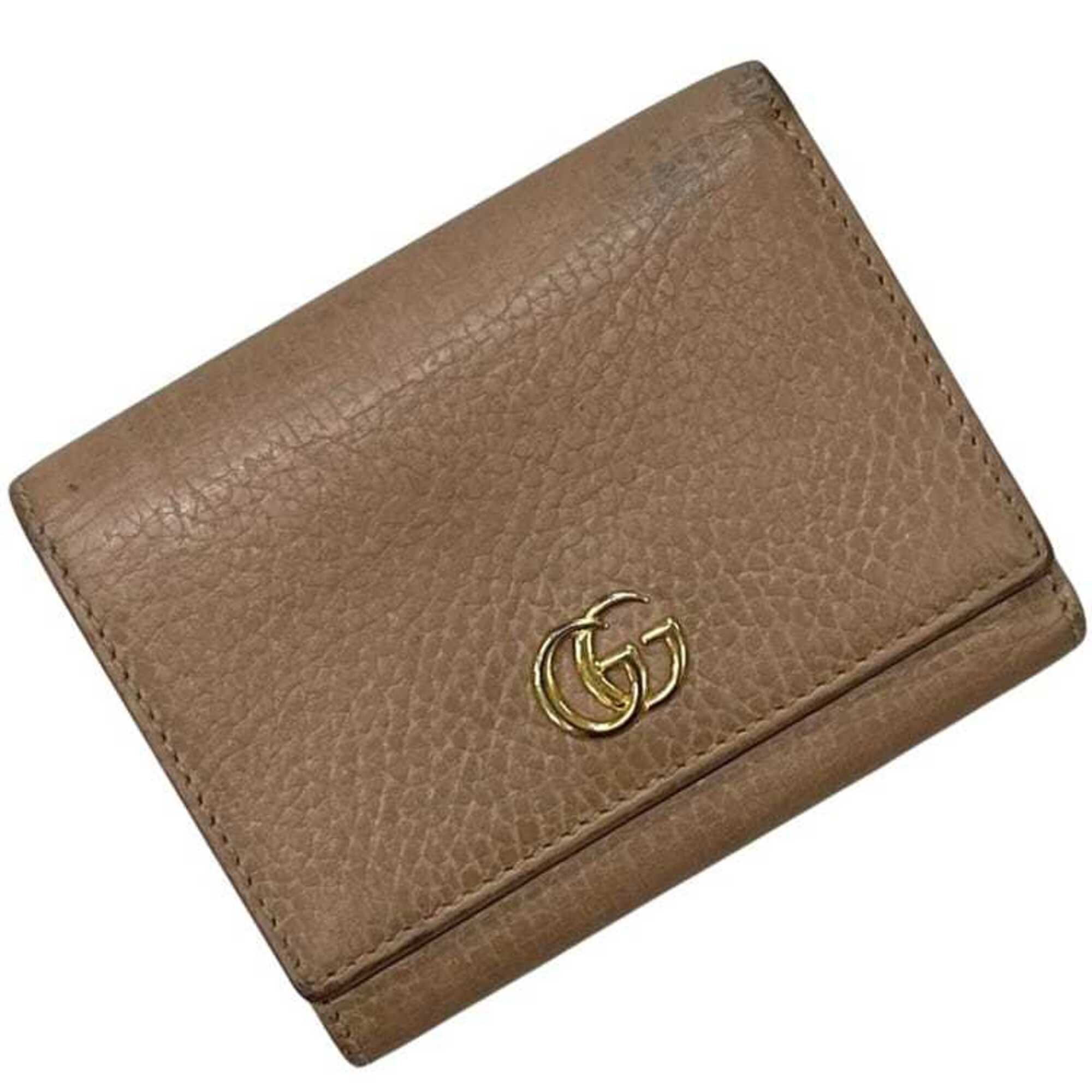 Gucci Beige Leather Wallet (Tri-Fold) (Pre-Owned)
