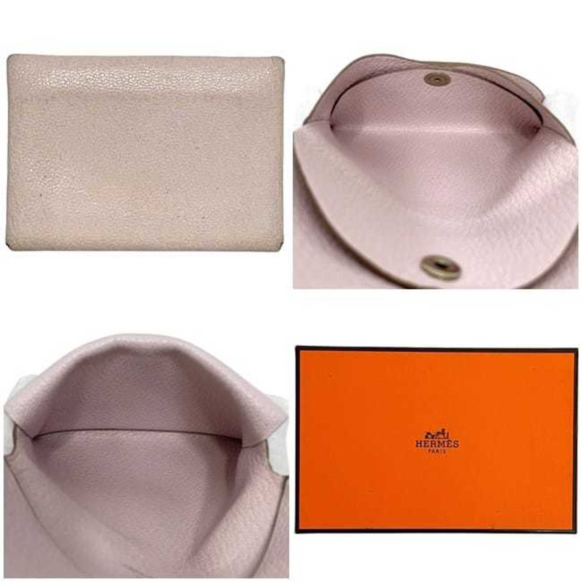 Hermes Pink Leather Chevre Myzore Leather Coin Purse/Coin Case (Pre-Owned)