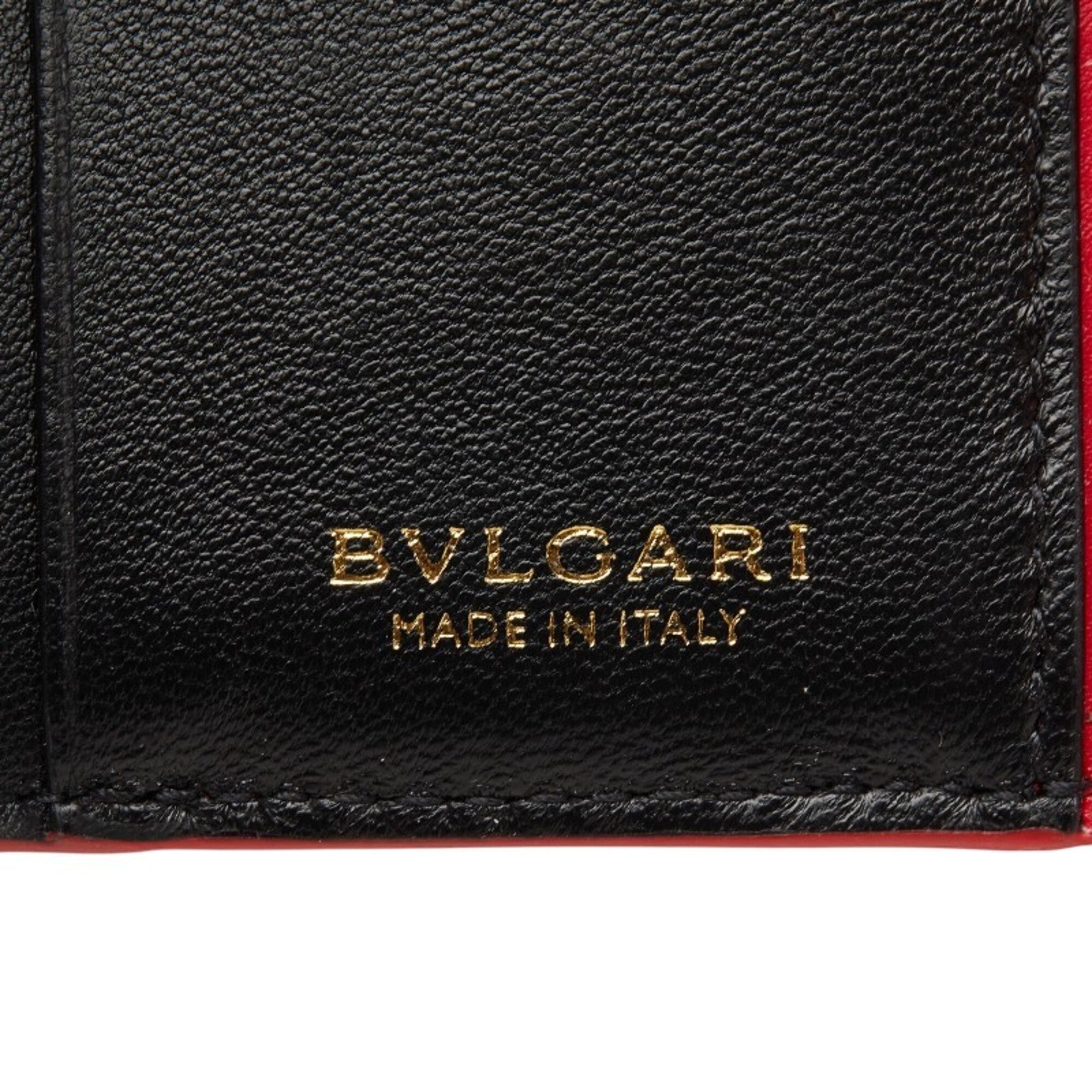Bvlgari Pink Red Color Patent Leather Wallet (Tri-Fold) (Pre-Owned)