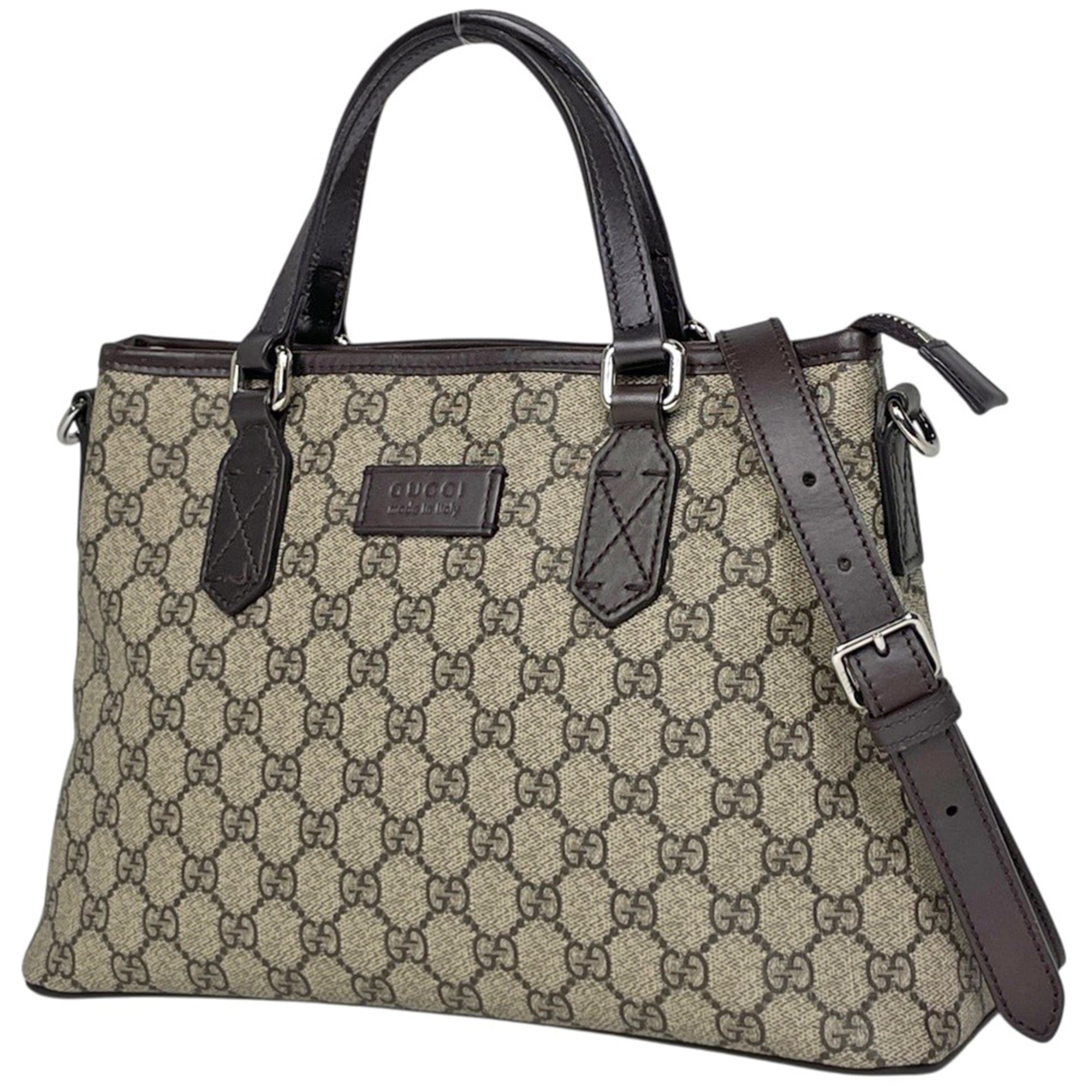 Gucci Brown Coated Canvas Leather Handbag (Pre-Owned)