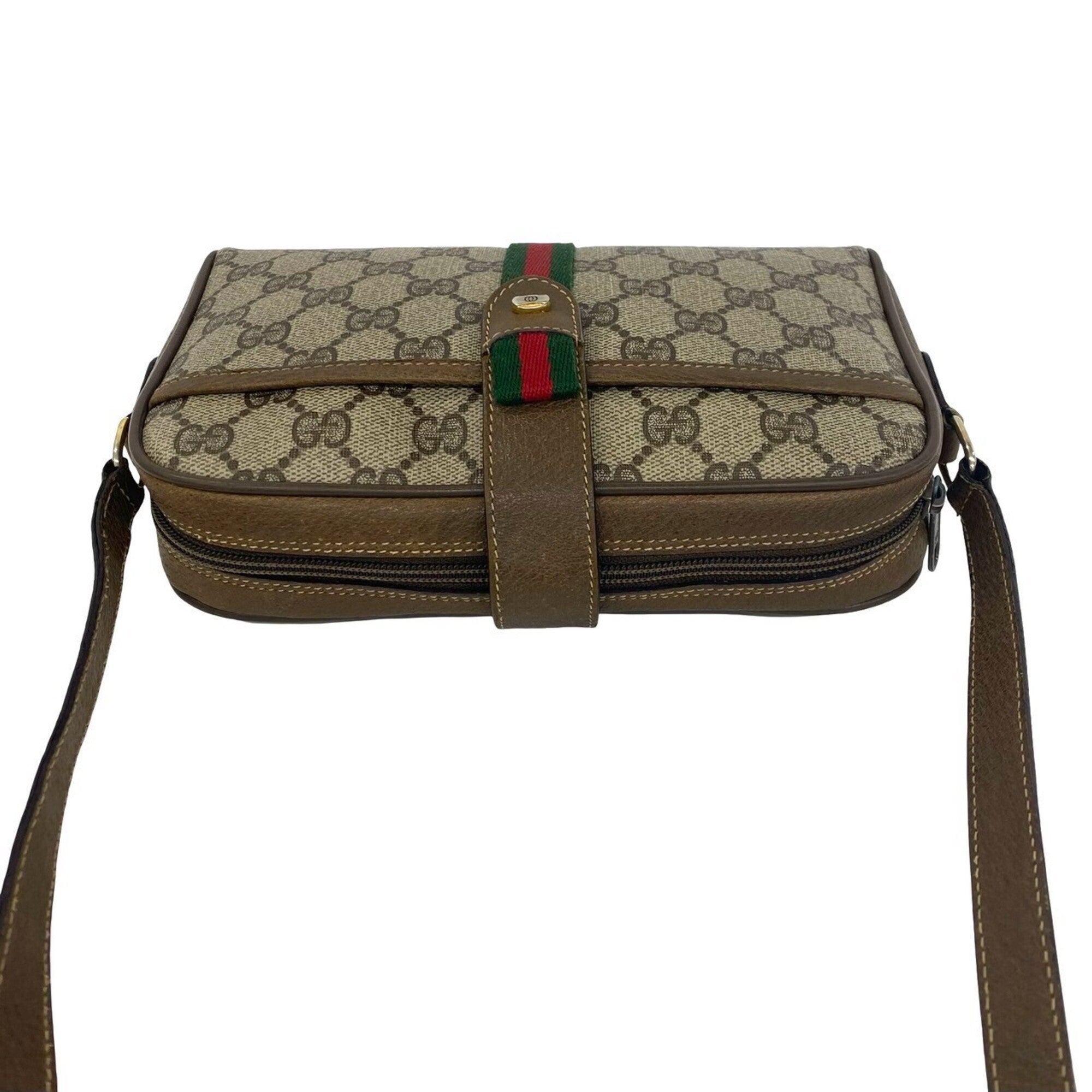 Gucci Brown Green Red Color Leather Pvc Pochette Shoulder Bag (Pre-Owned)
