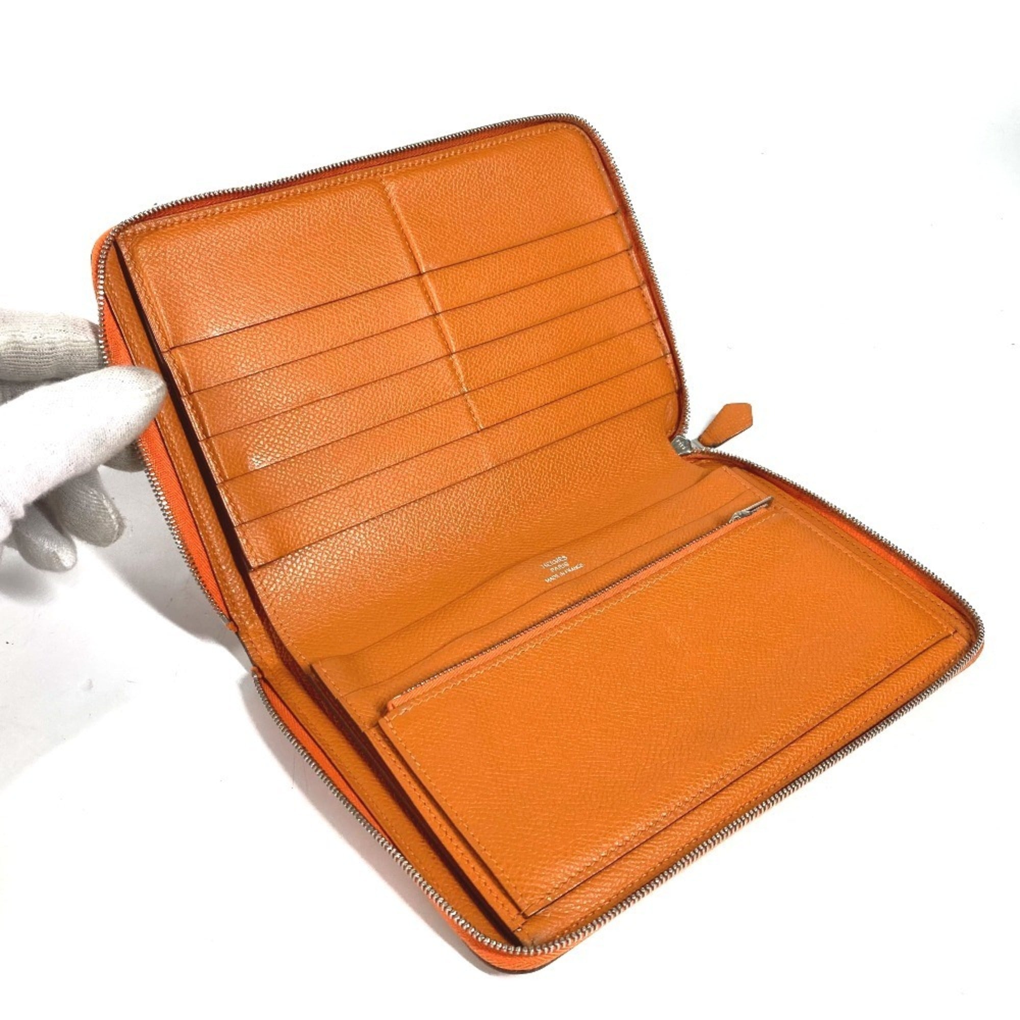 Hermes Orange Leather Long Wallet (Bi-Fold) (Pre-Owned)