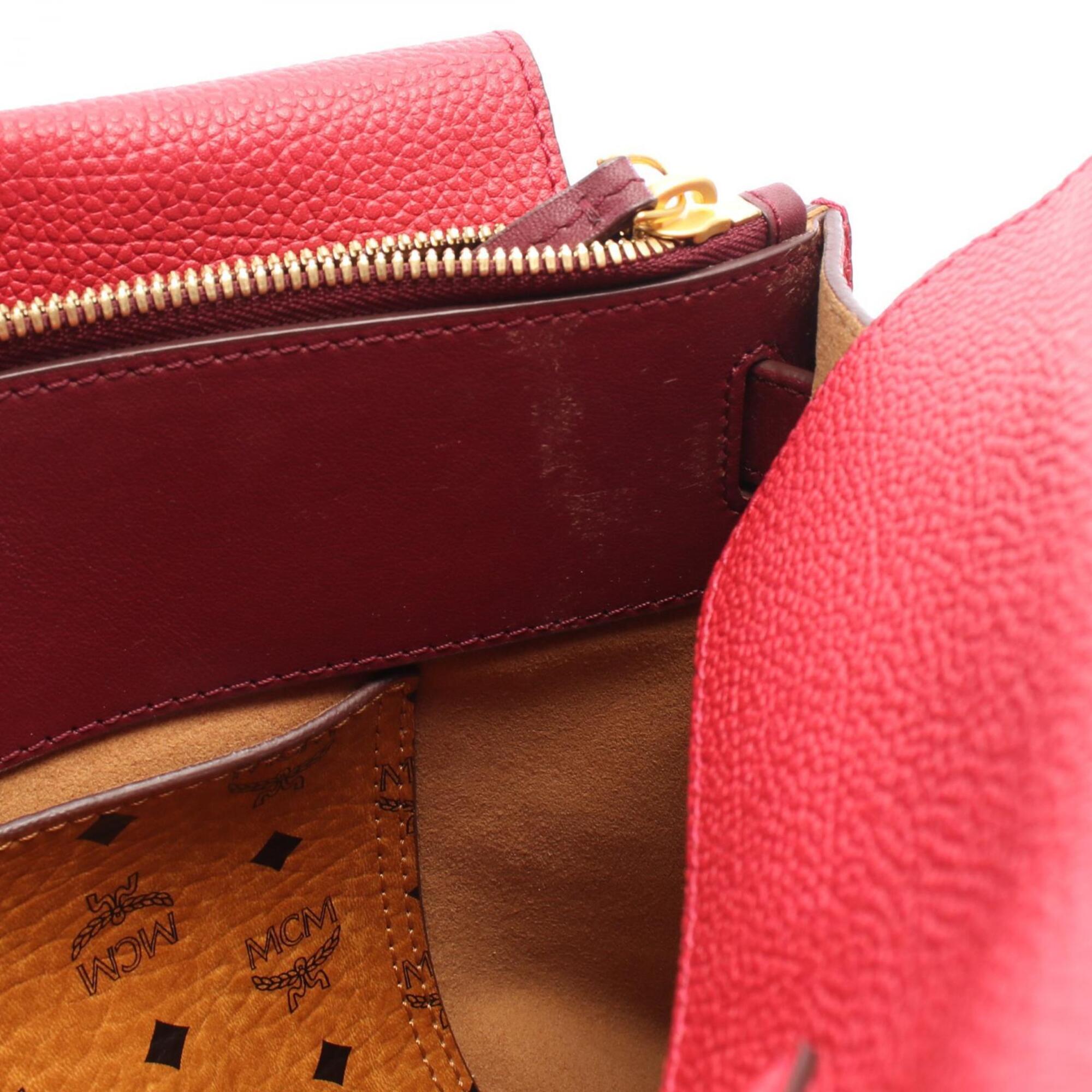 Mcm Red Color Leather Handbag (Pre-Owned)