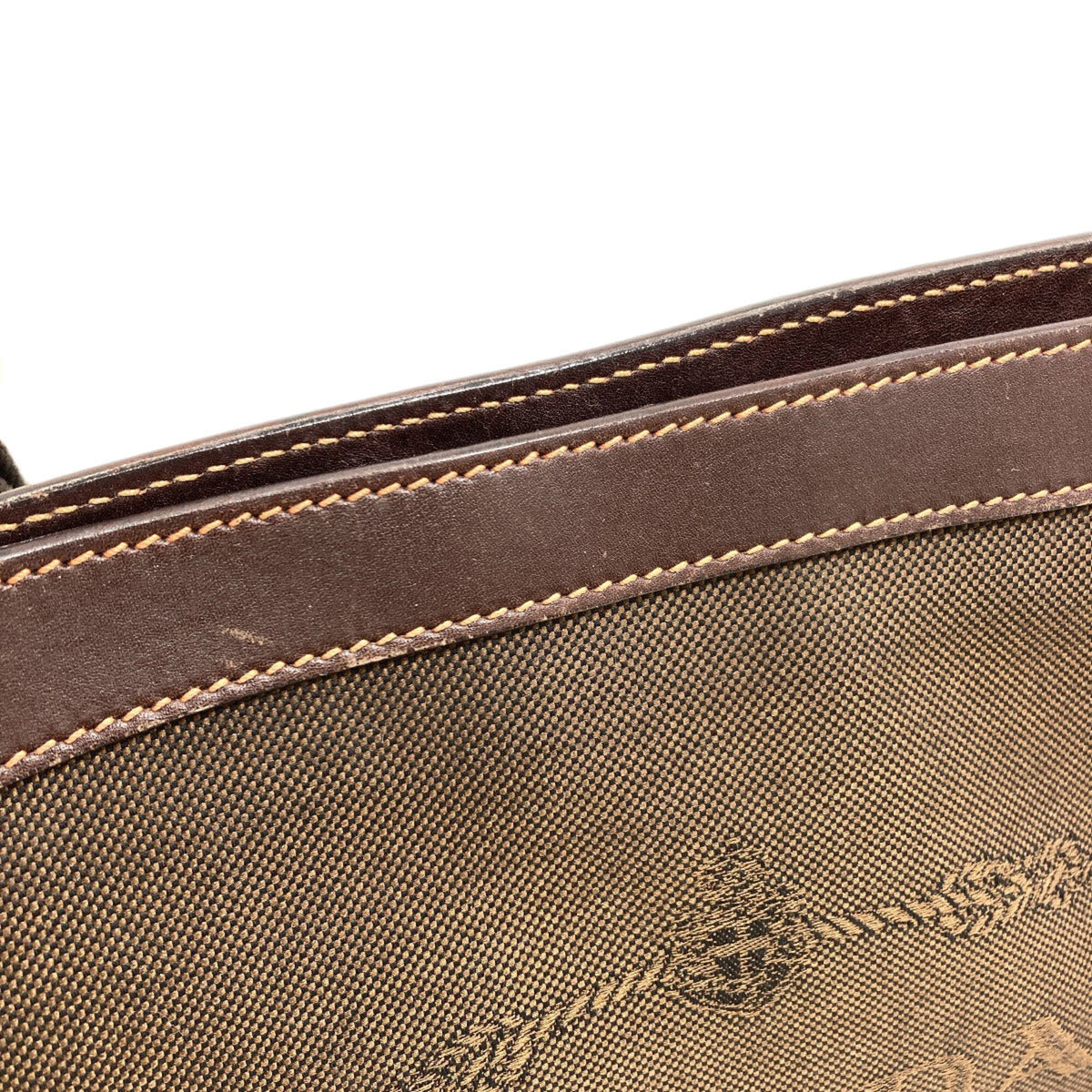 Prada Dark Brown Canvas Leather Shoulder Bag (Pre-Owned)