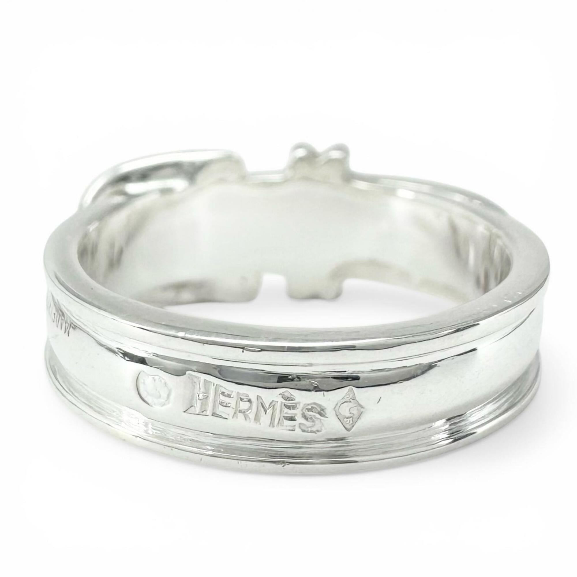 Hermes Silver Silver 925 Band Ring (Pre-Owned)