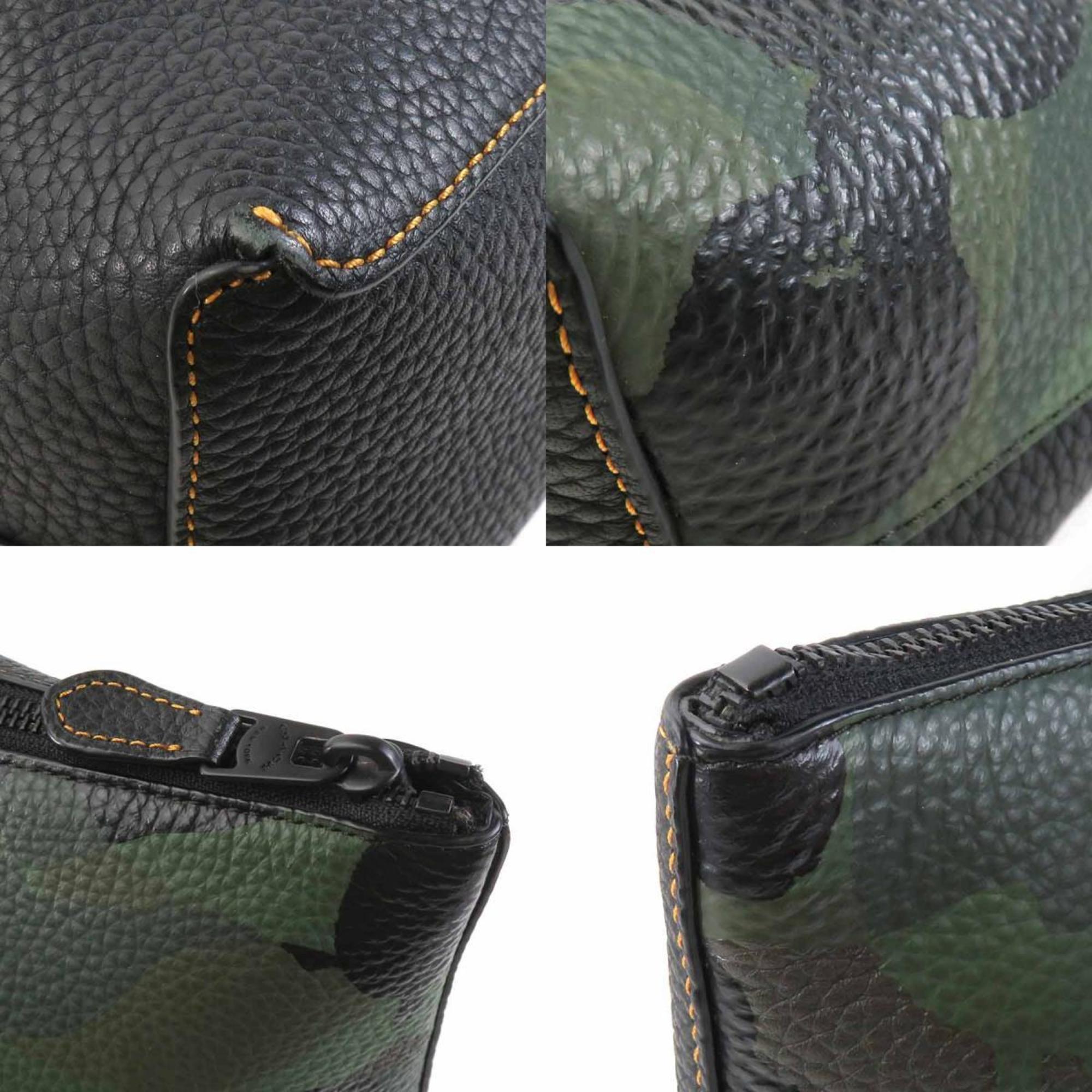 Coach Black Green Leather Handbag Shoulder Bag (Pre-Owned)