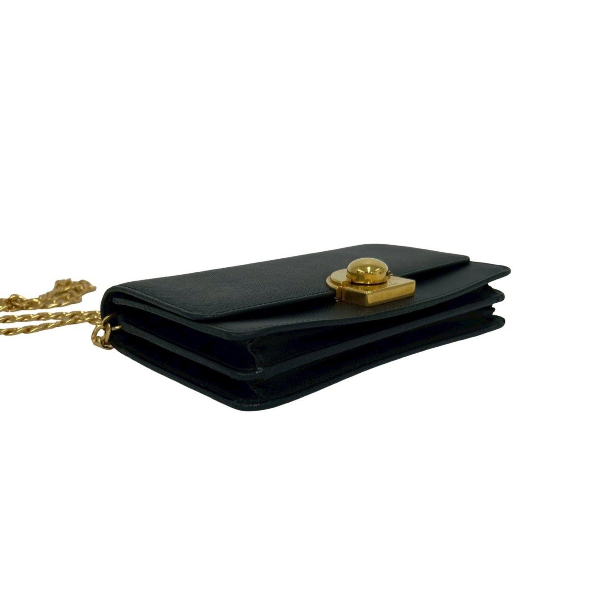 Prada Black Leather Pochette Shoulder Bag (Pre-Owned)