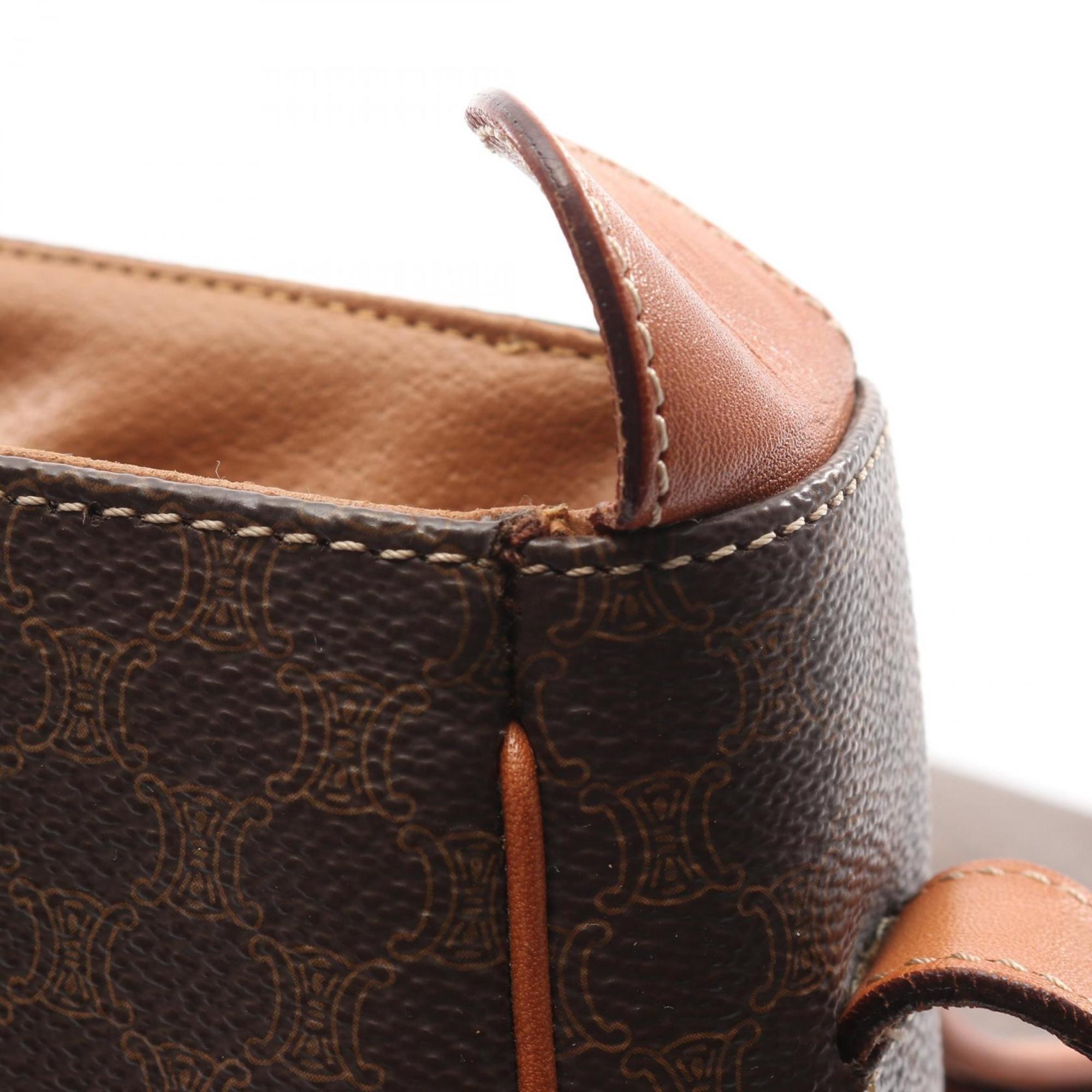 Celine Brown Coated Canvas Leather Shoulder Bag (Pre-Owned)