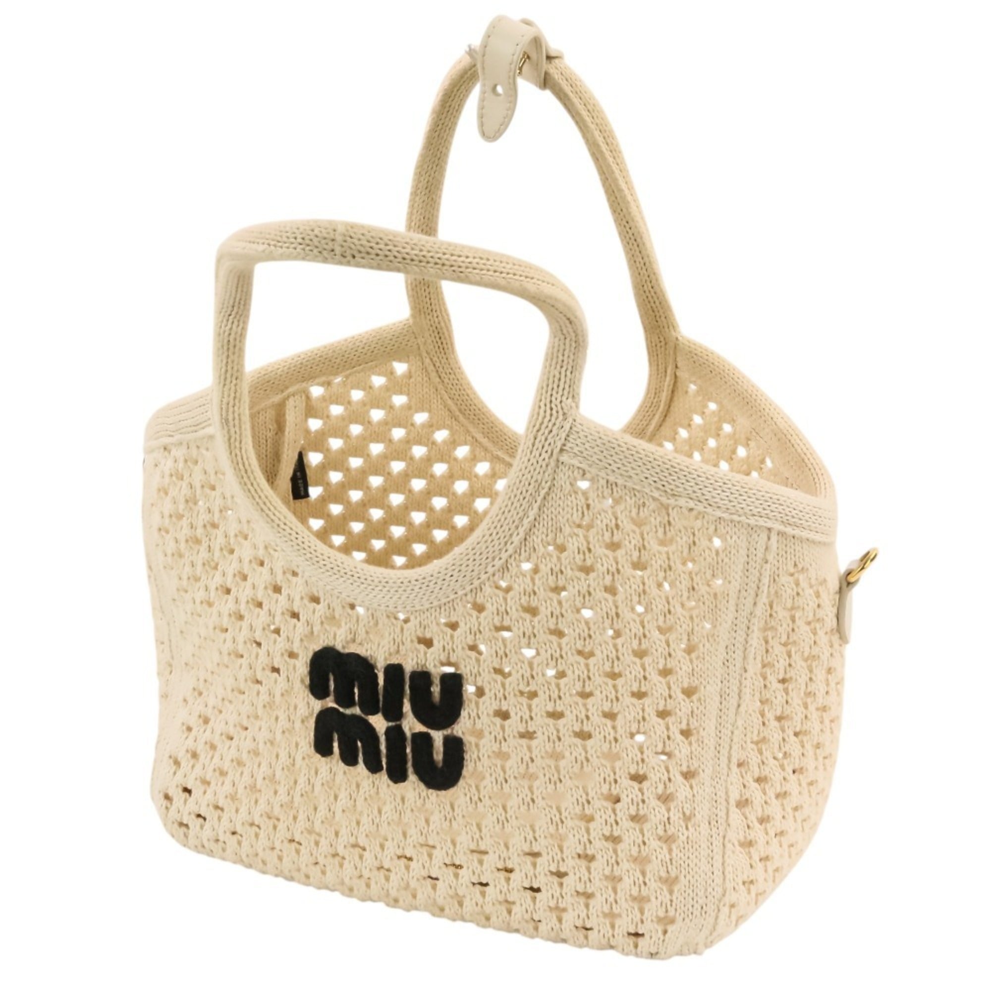 Miu Miu Ivory Mesh Handbag Pouch Tote Bag (Pre-Owned)