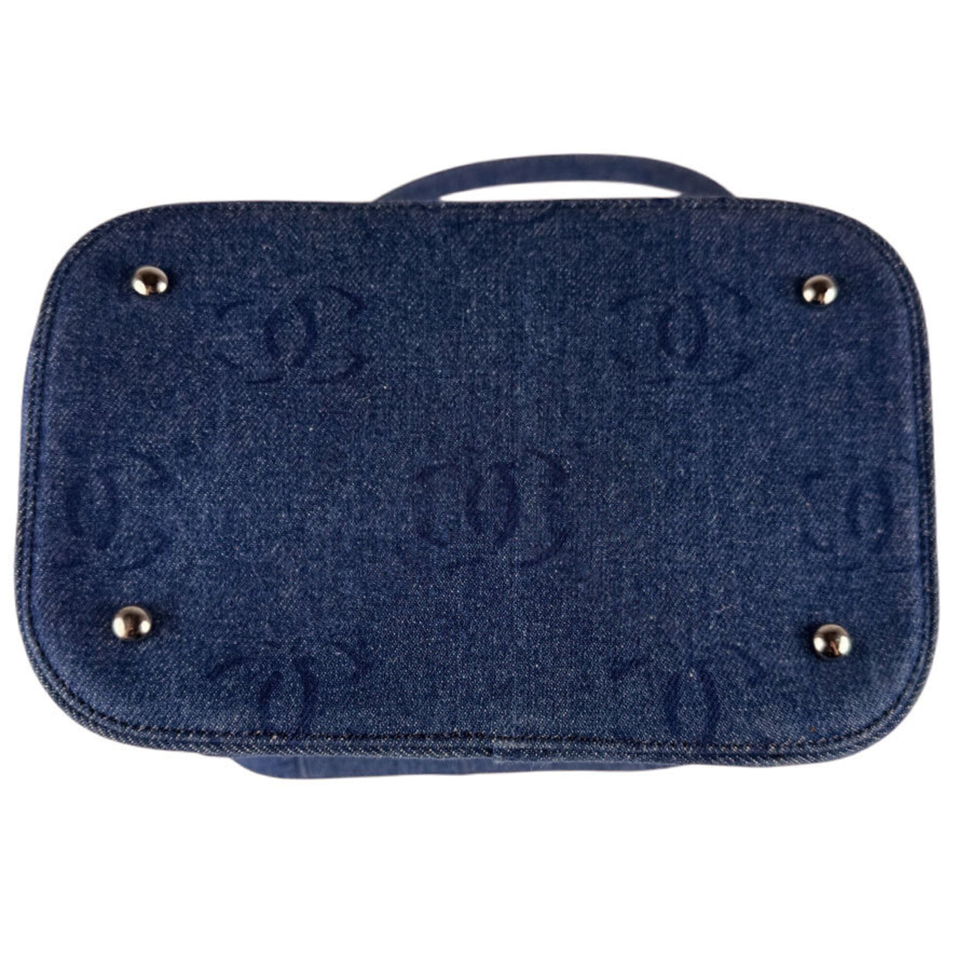Chanel Blue Denim Shoulder Bag Vanity Bag (Pre-Owned)