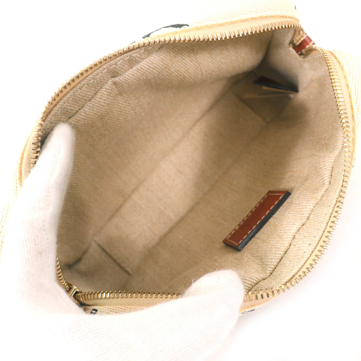 Chloé Beige Brown Linen Pouch Shoulder Bag (Pre-Owned)