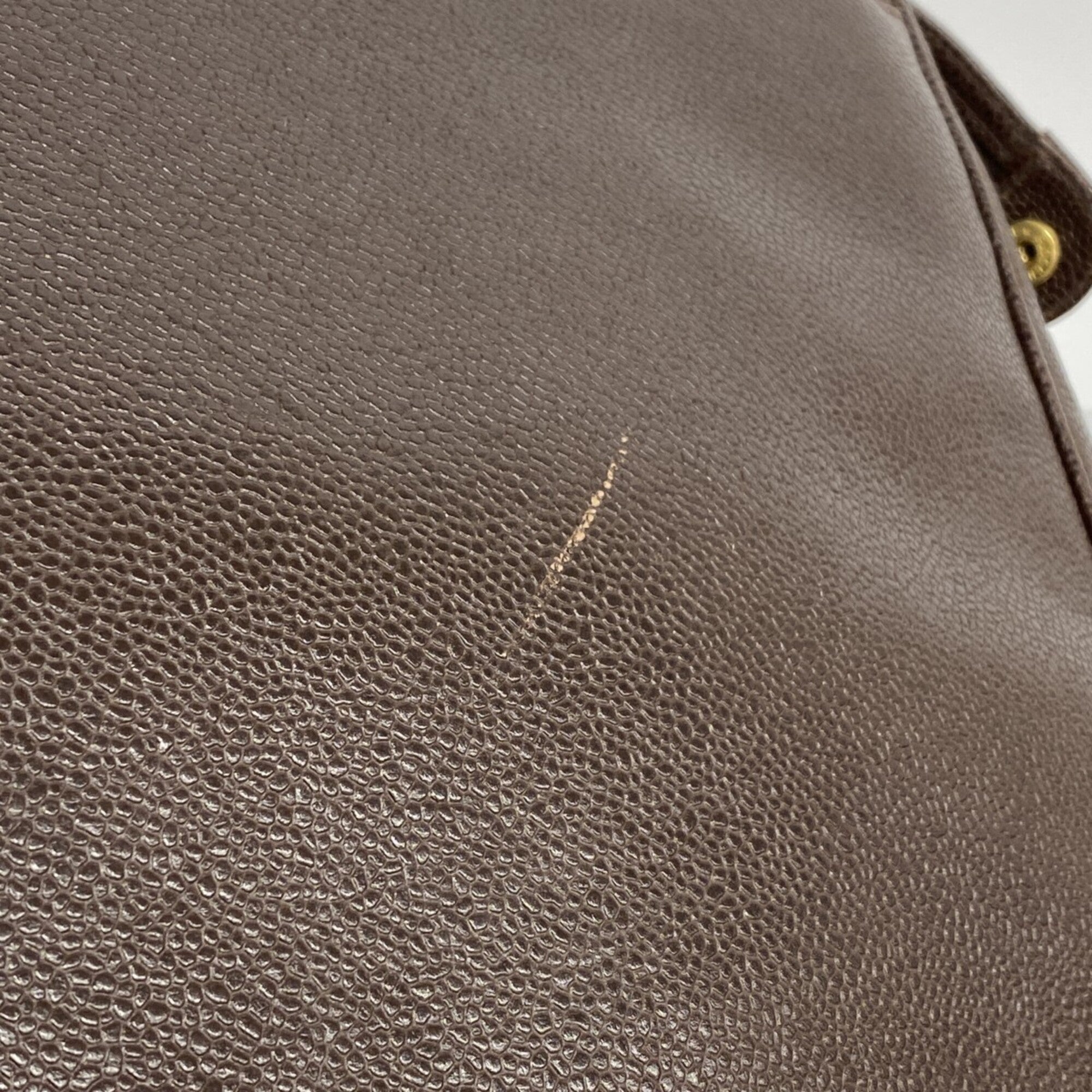 Chanel Brown Grained Calfskin Shoulder Bag (Pre-Owned)