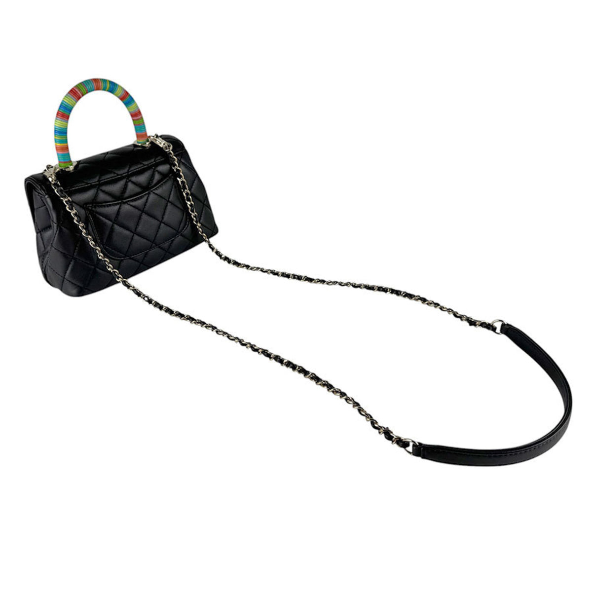 Chanel Black Multi-Color Leather Handbag Shoulder Bag (Pre-Owned)