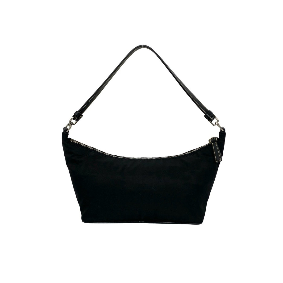 Prada Black Nylon Leather Handbag Shoulder Bag (Pre-Owned)