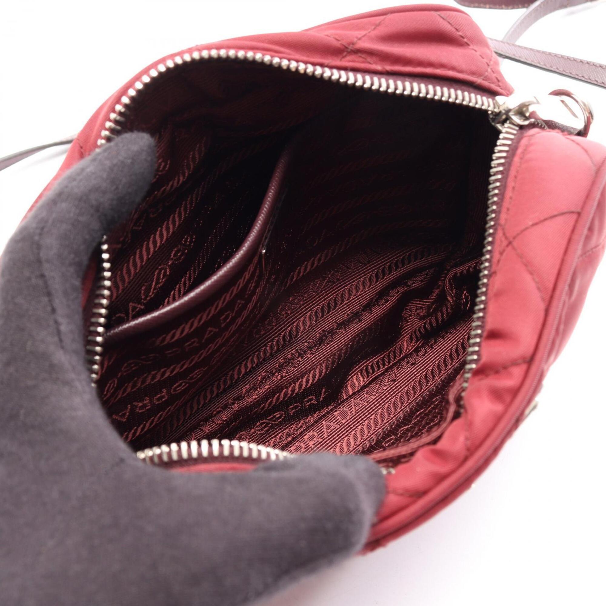 Prada Bordeaux Nylon Saffiano Triangle Handbag Shoulder Bag (Pre-Owned)