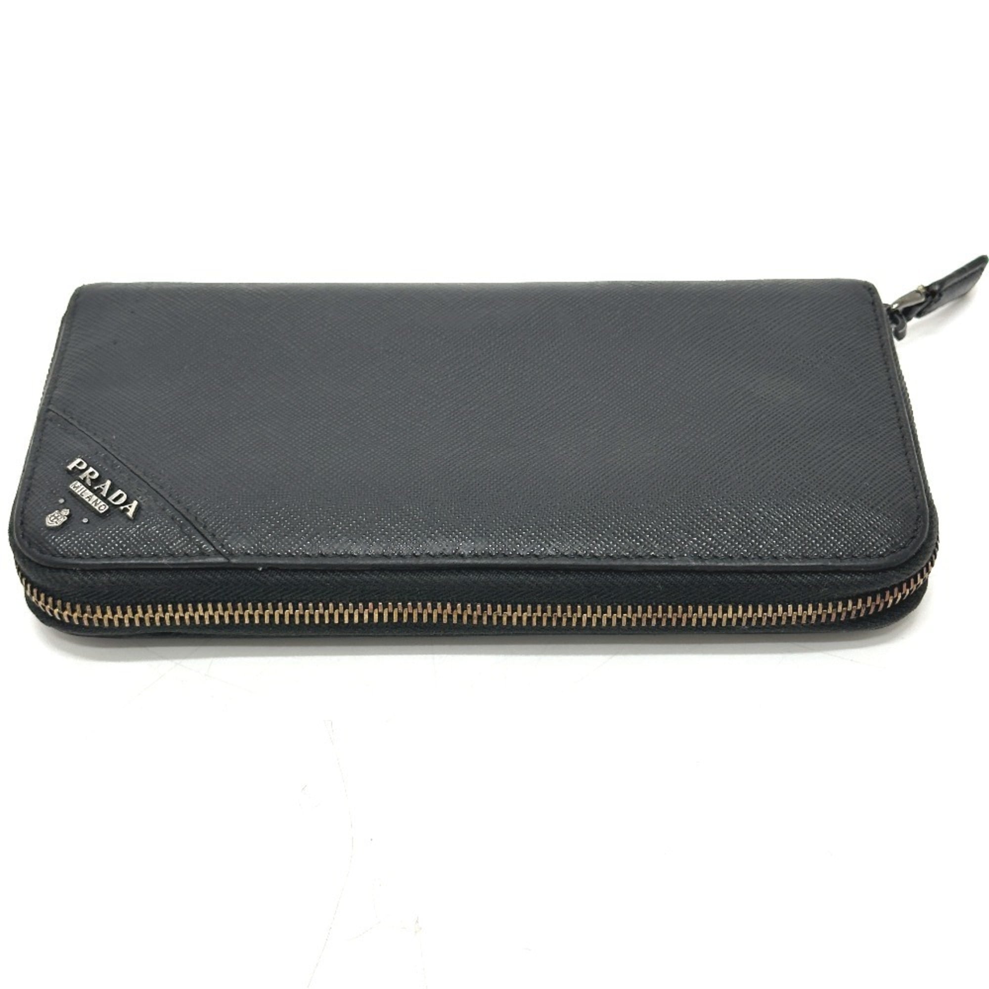 Prada Black Saffiano Long Wallet (Bi-Fold) (Pre-Owned)