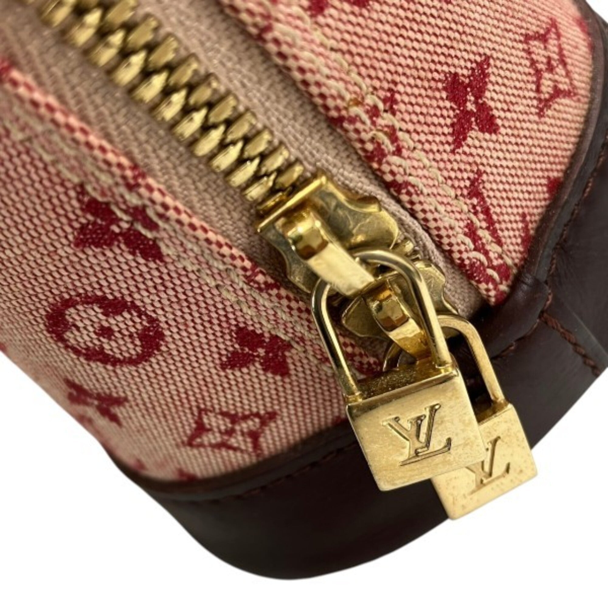Louis Vuitton Red Color Canvas Leather Handbag (Pre-Owned)