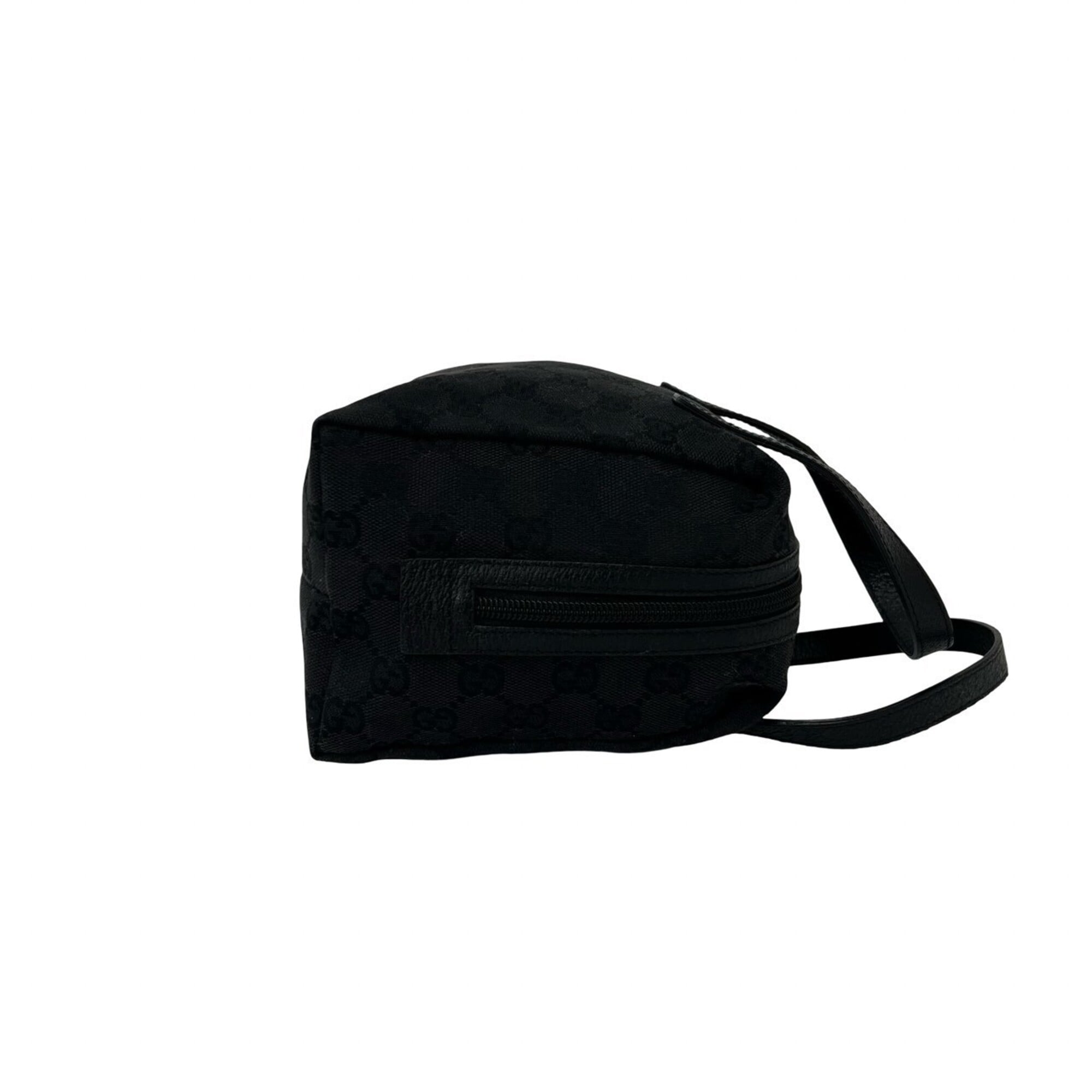 Gucci Black Canvas Leather Boston Bag Handbag Tote Bag (Pre-Owned)