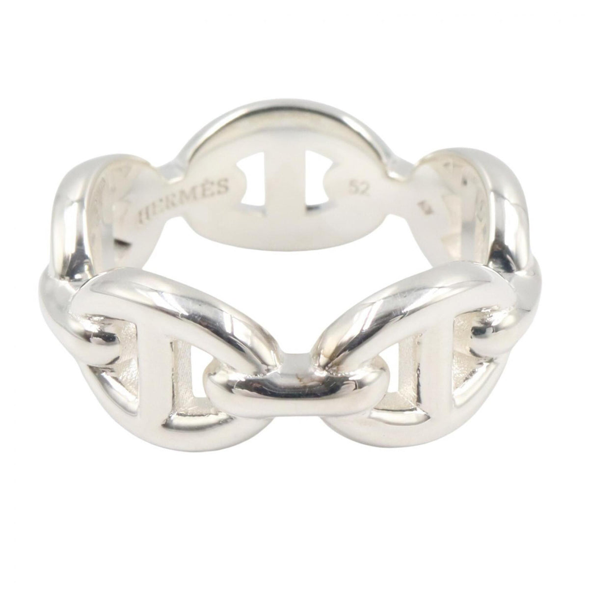 Hermes Silver Silver 925 Band Ring (Pre-Owned)