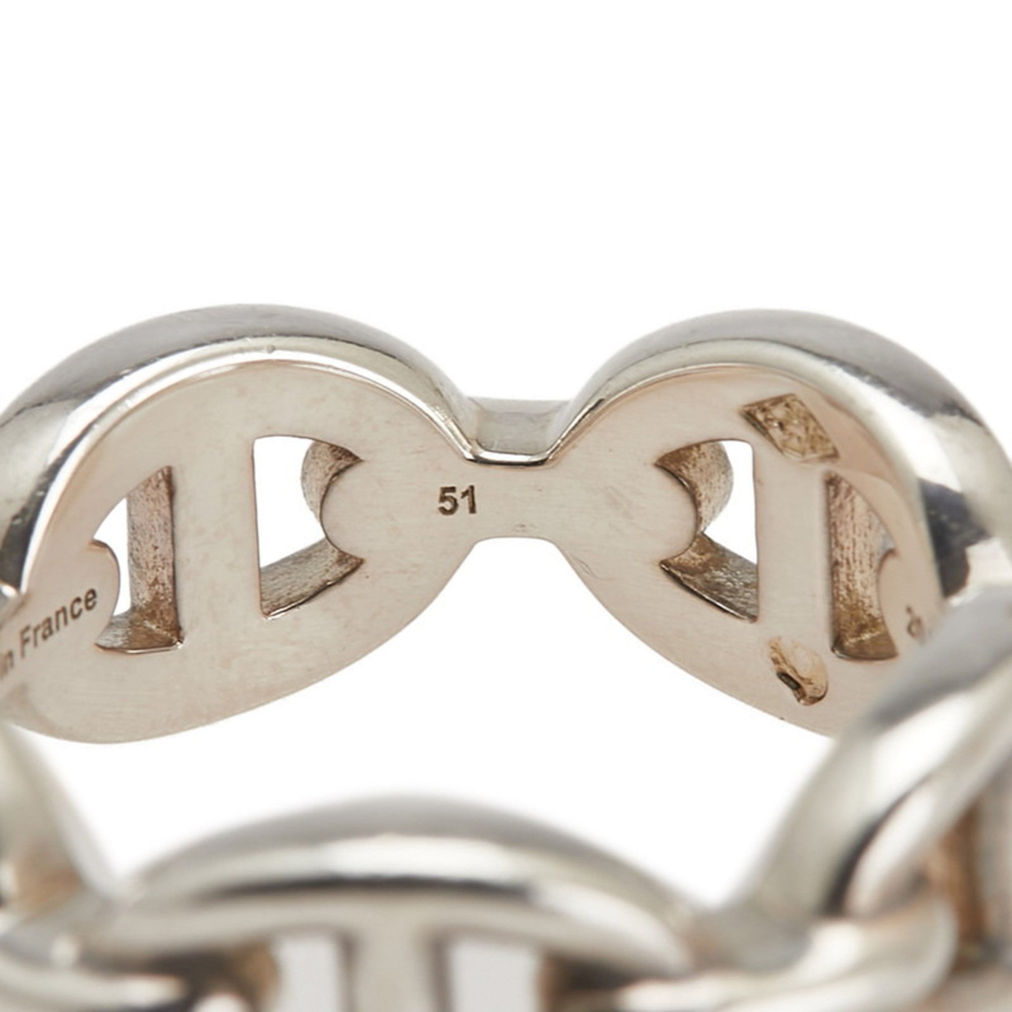 Hermes Silver Silver 925 Band Ring (Pre-Owned)