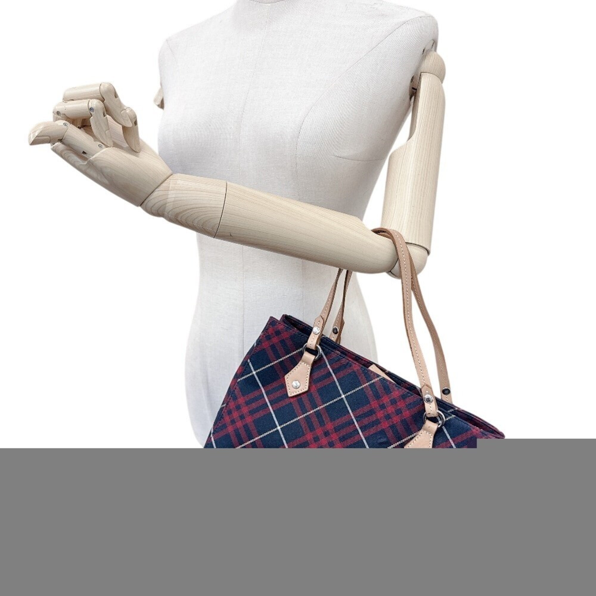 Burberry Red Color Canvas Handbag (Pre-Owned)