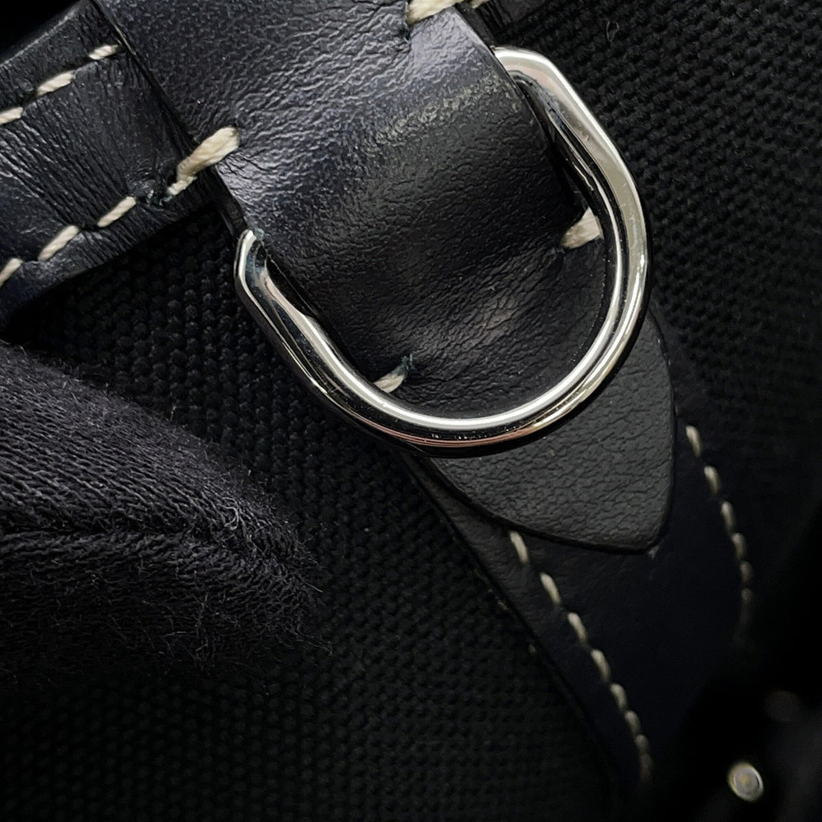 Burberry Navy Black Canvas Leather Handbag Tote Bag (Pre-Owned)