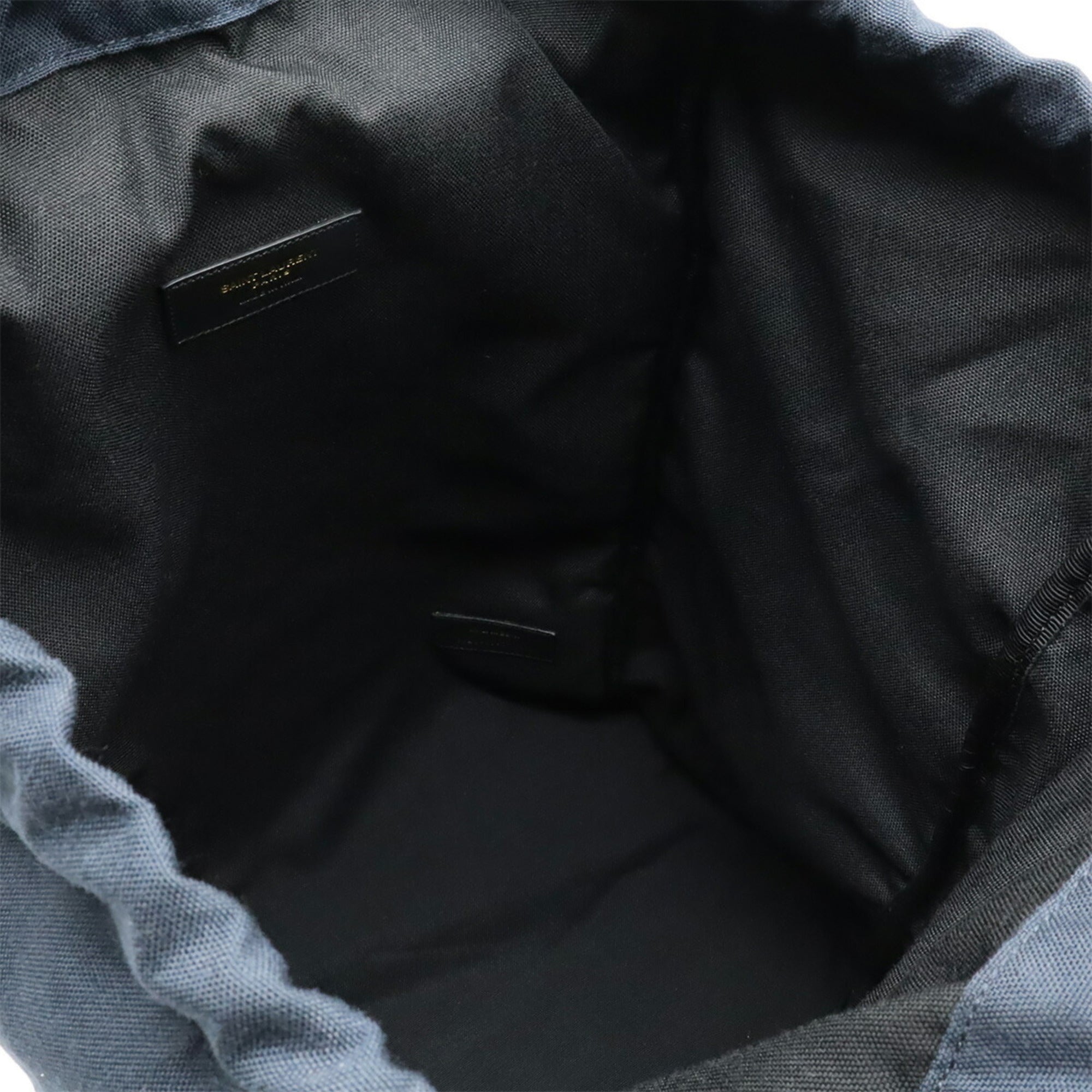 Yves Saint Laurent Navy Canvas Leather Backpack (Pre-Owned)
