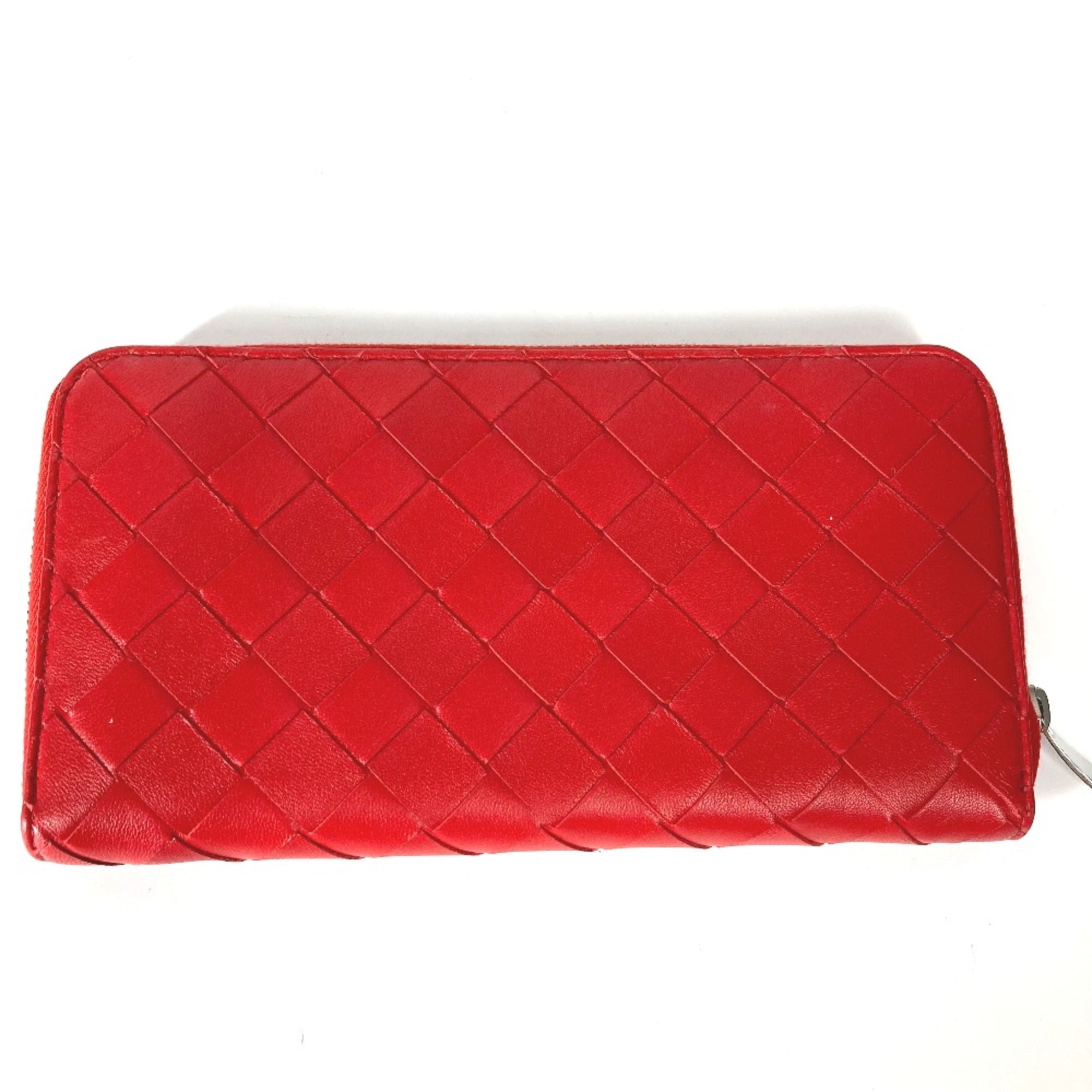 Bottega Veneta Red Leather Long Wallet (Bi-Fold) (Pre-Owned)