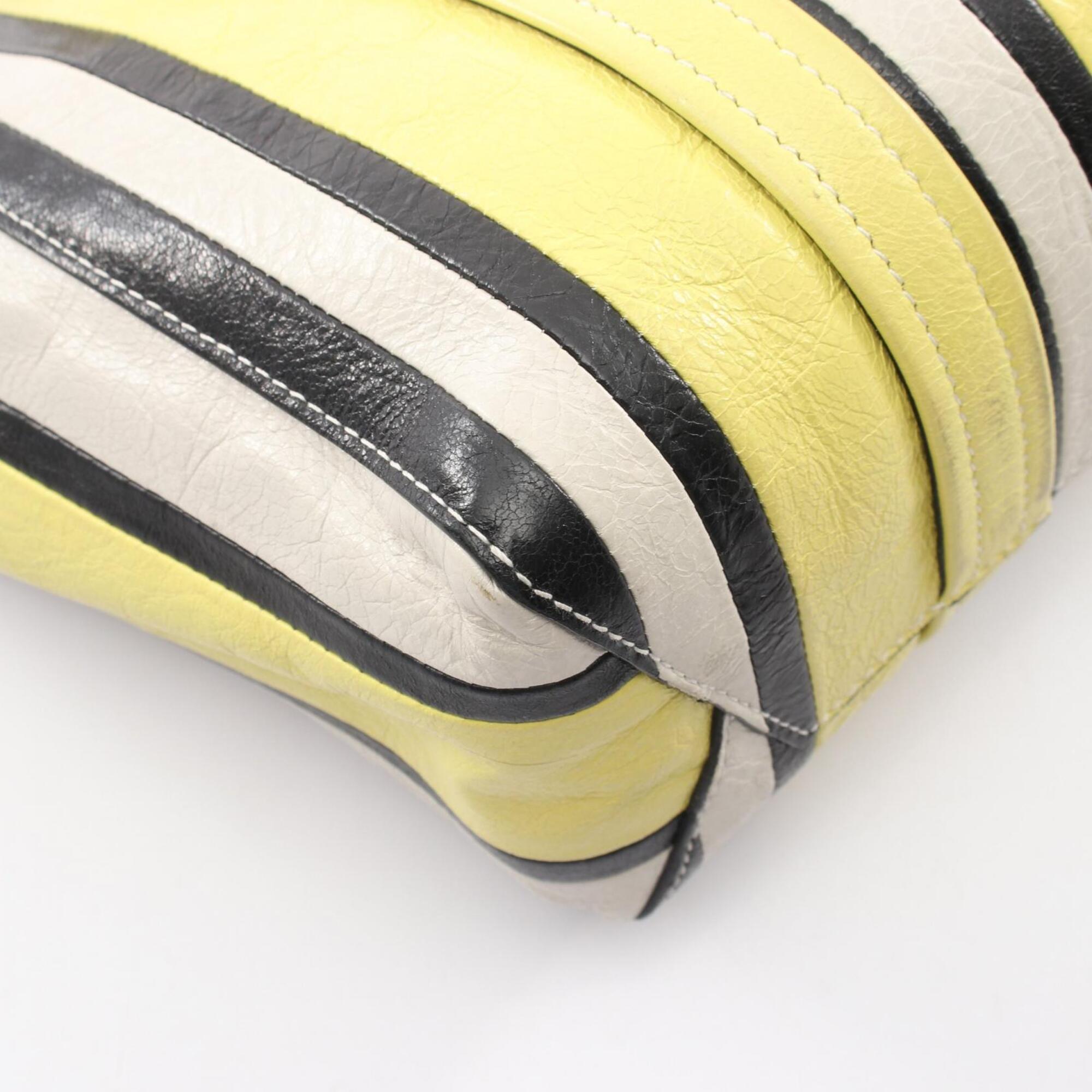 Balenciaga Black White Yellow Leather Handbag (Pre-Owned)