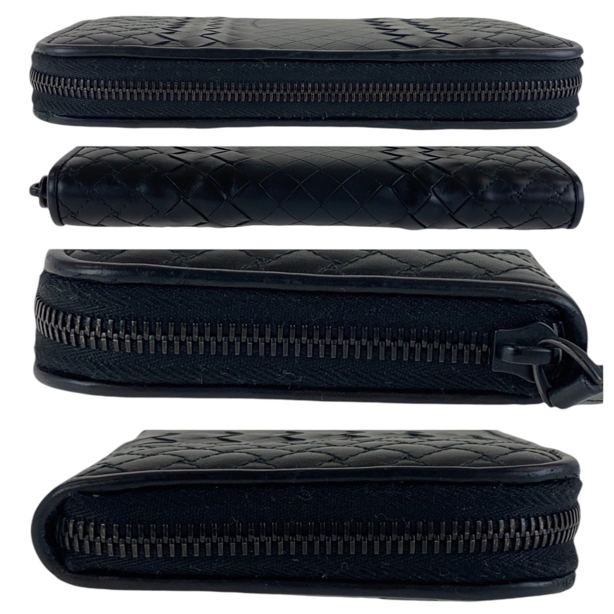 Bottega Veneta Black Leather Long Wallet (Bi-Fold) (Pre-Owned)