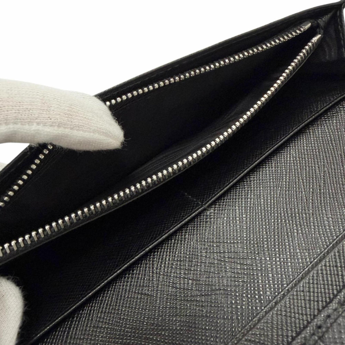 Prada Black Leather Long Wallet (Bi-Fold) (Pre-Owned)