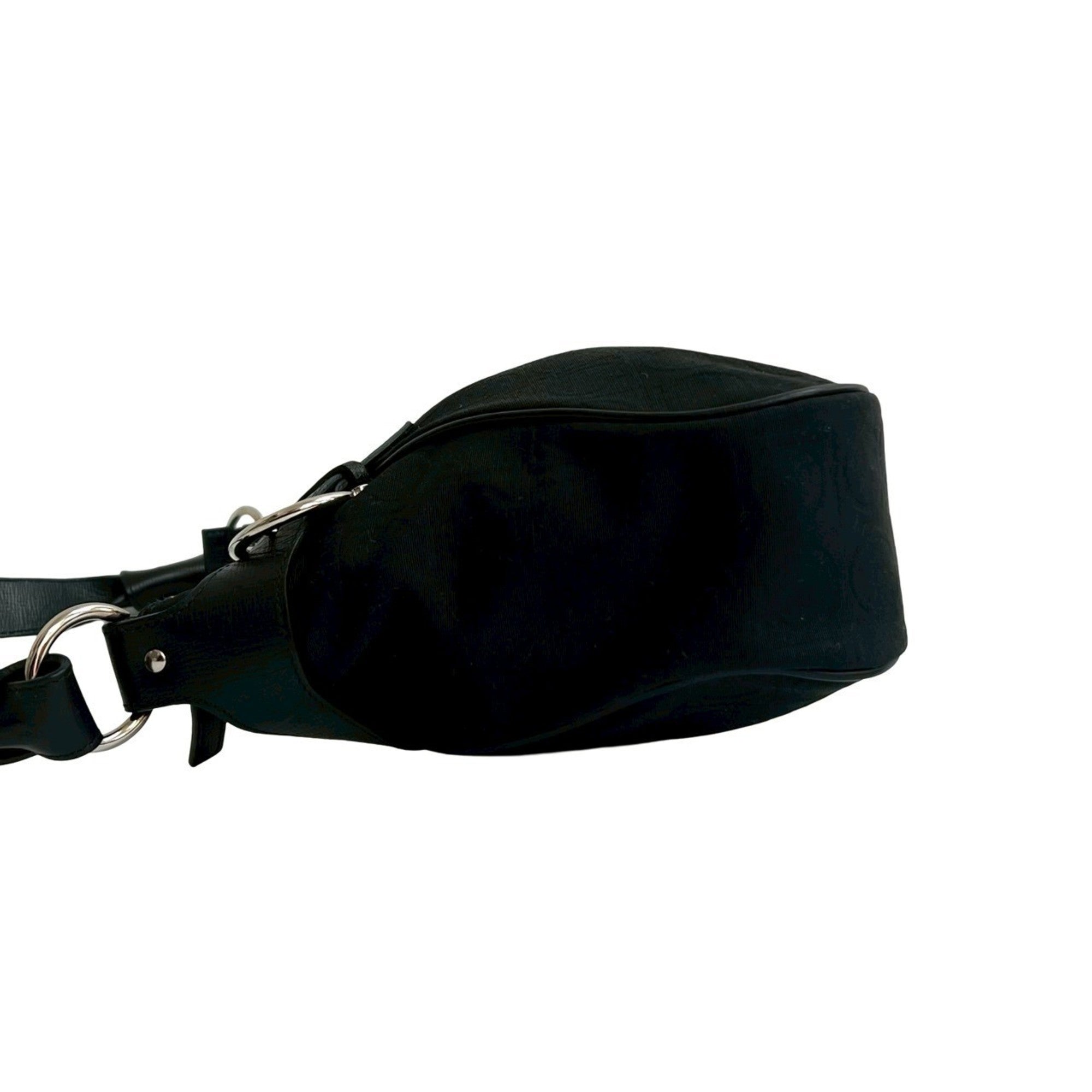 Salvatore Ferragamo Black Canvas Leather Shoulder Bag (Pre-Owned)