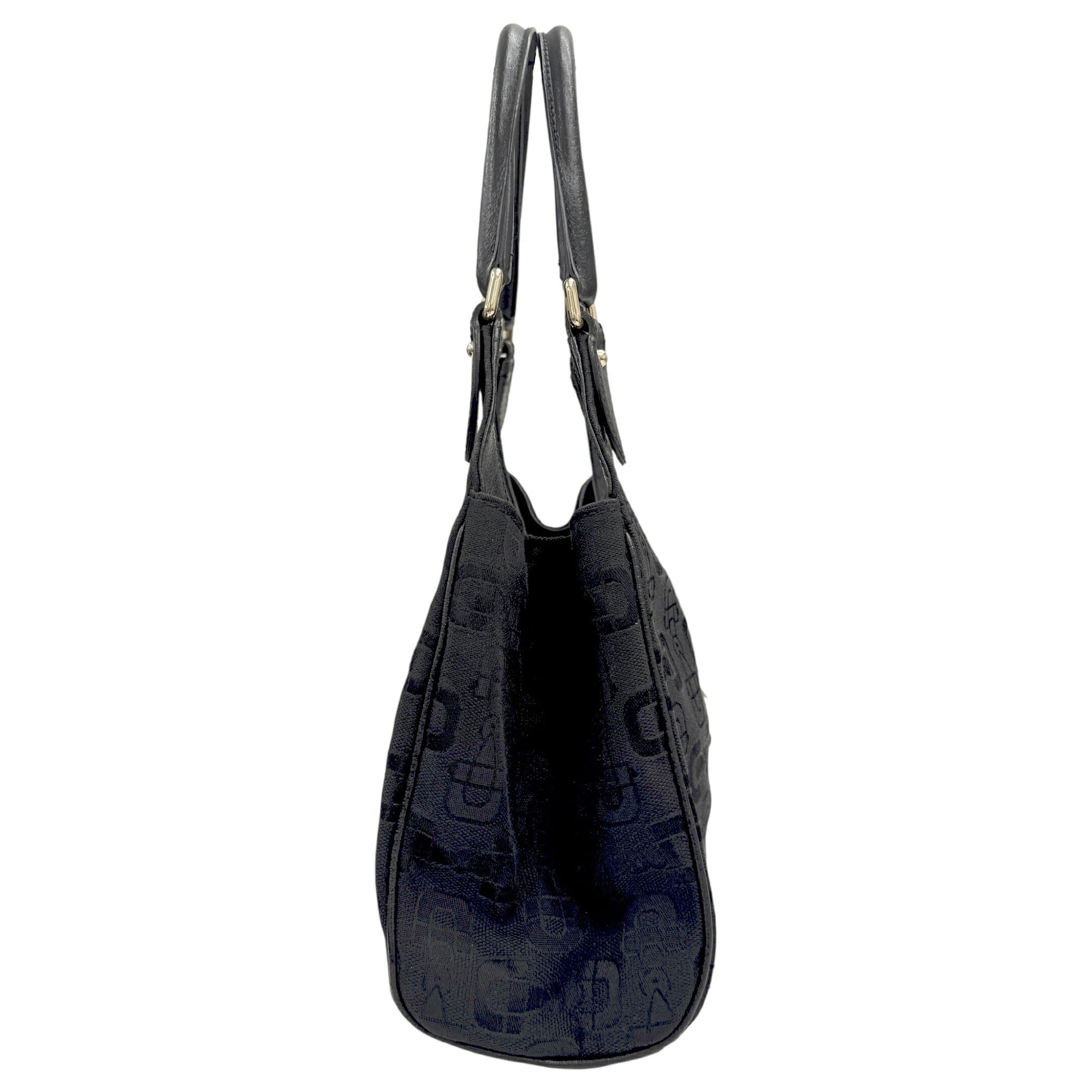 Gucci Black Canvas Leather Handbag Shoulder Bag (Pre-Owned)