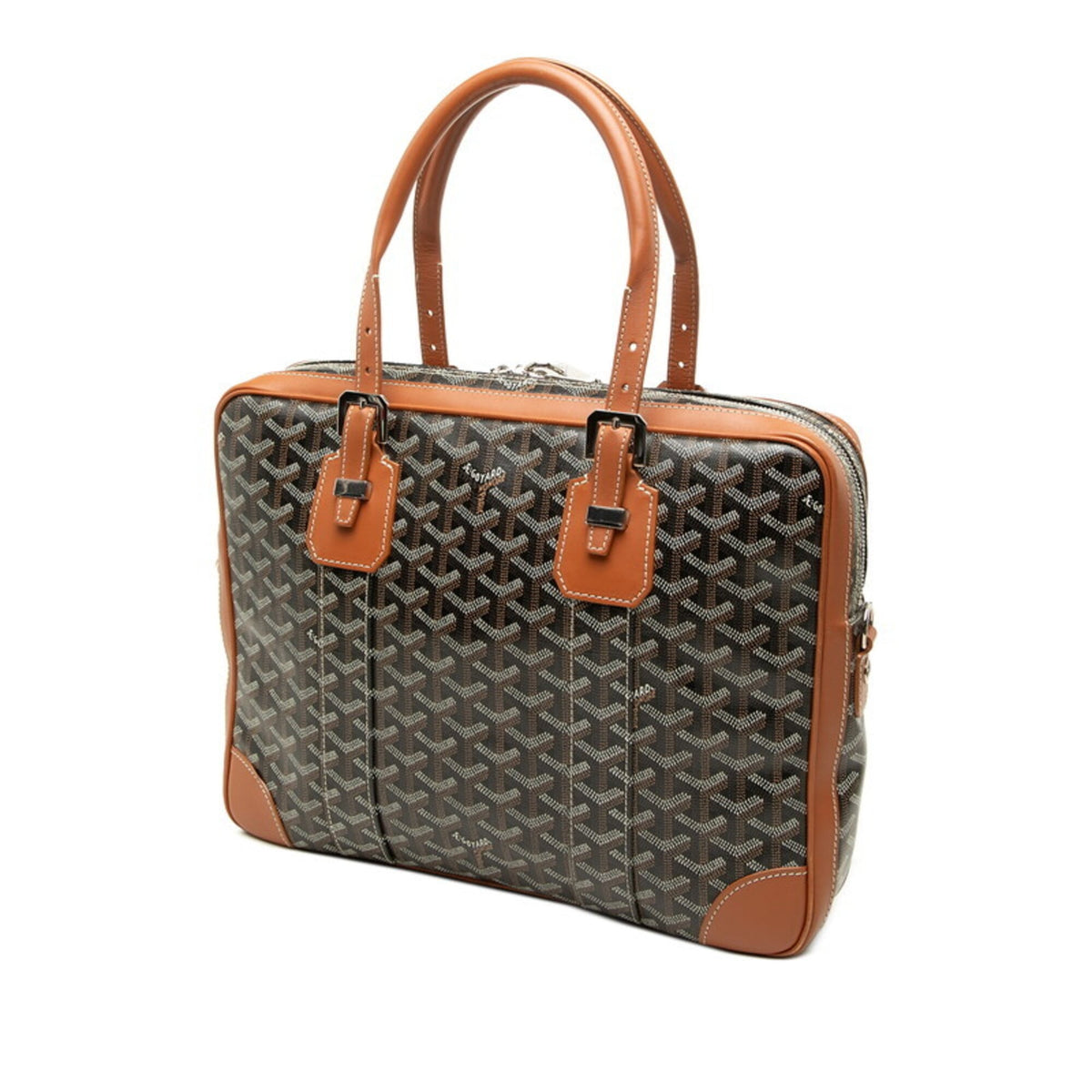 Goyard Brown White Yellow Pvc Leather Briefcase (Pre-Owned)