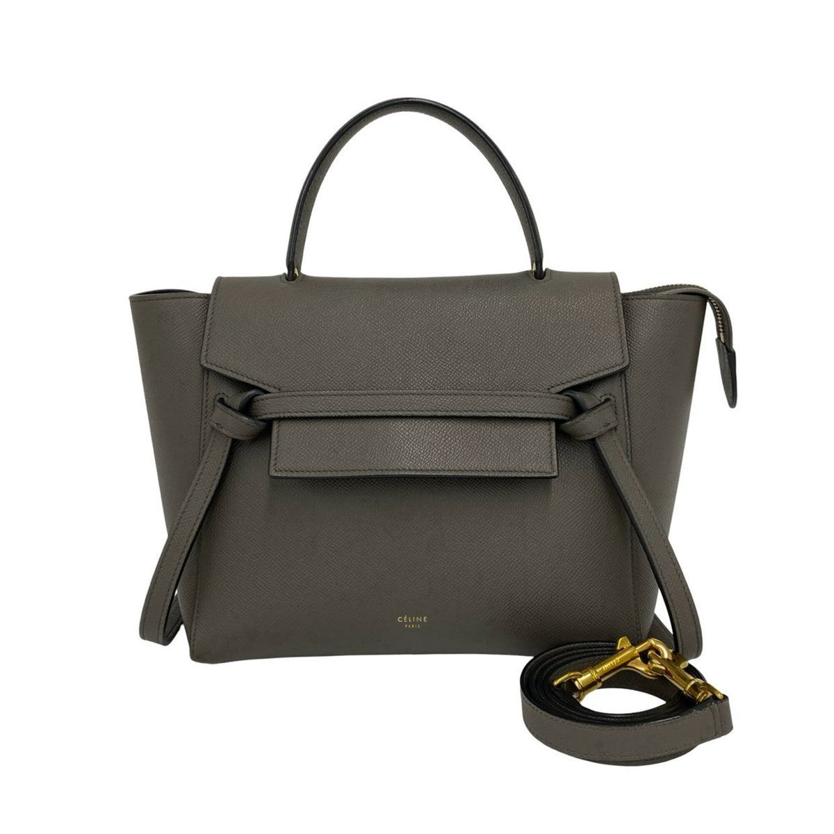 Celine Gray Leather Handbag Shoulder Bag (Pre-Owned)