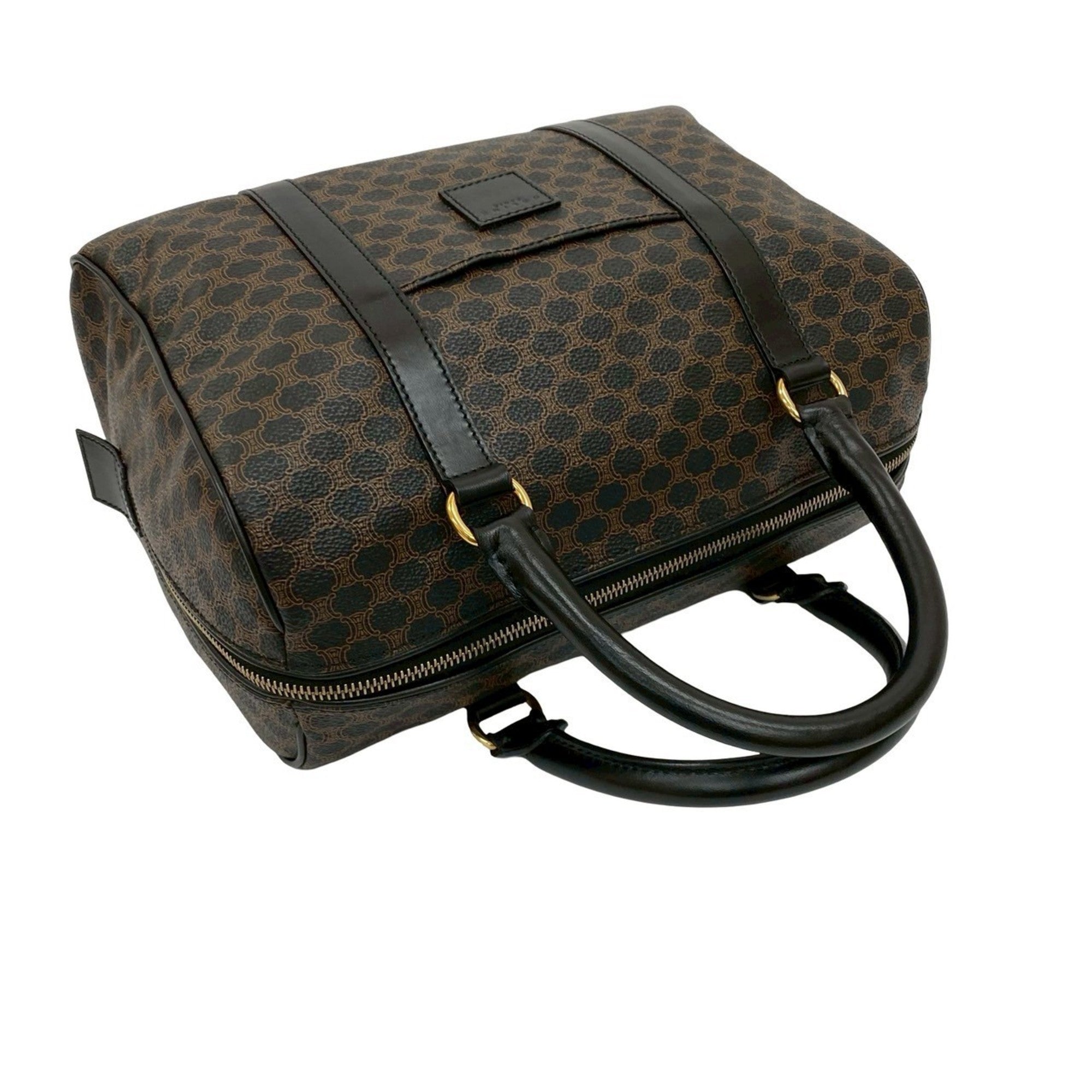 Celine Black Brown Leather Pvc Boston Bag Handbag (Pre-Owned)