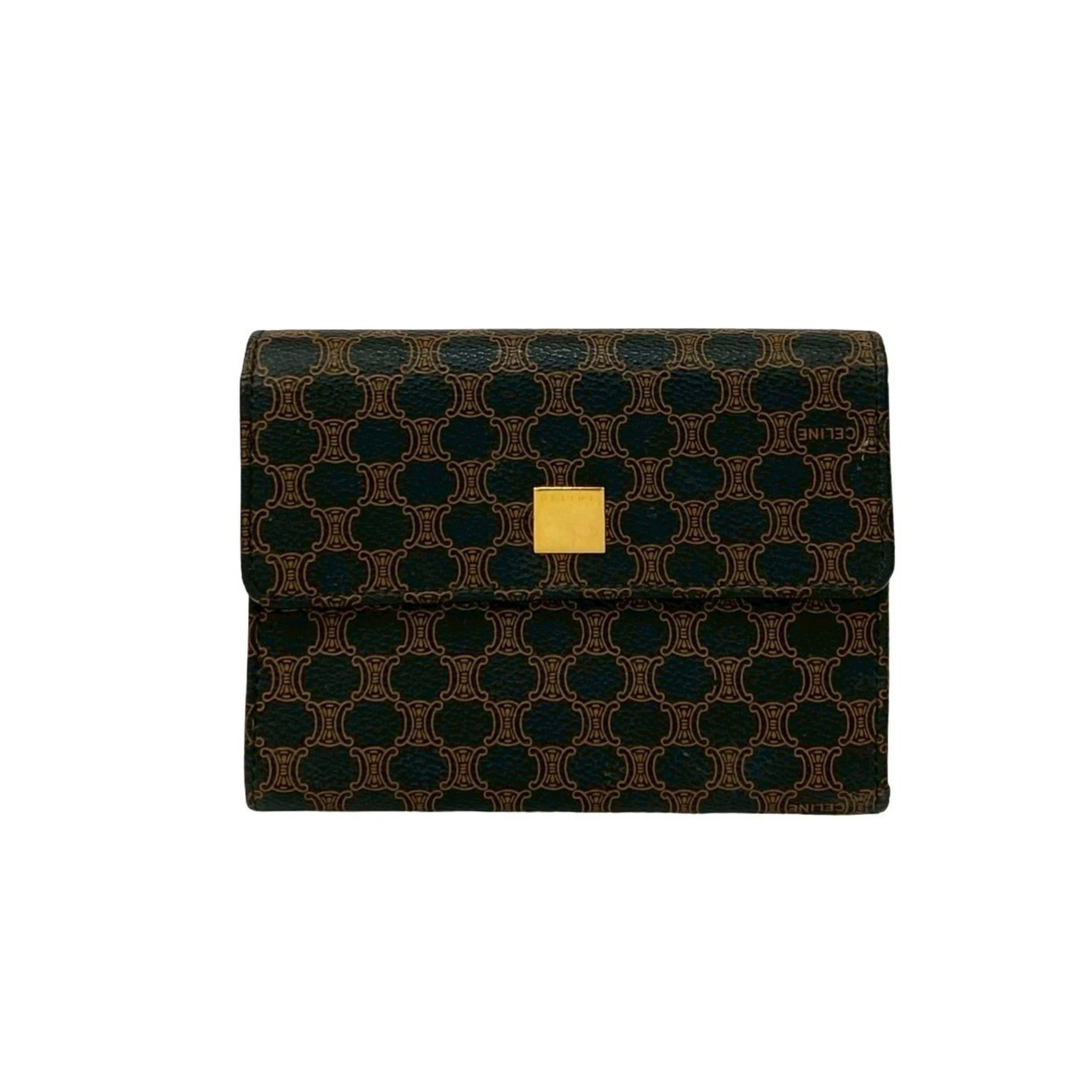 Celine Black Brown Leather Pvc Wallet (Tri-Fold) (Pre-Owned)