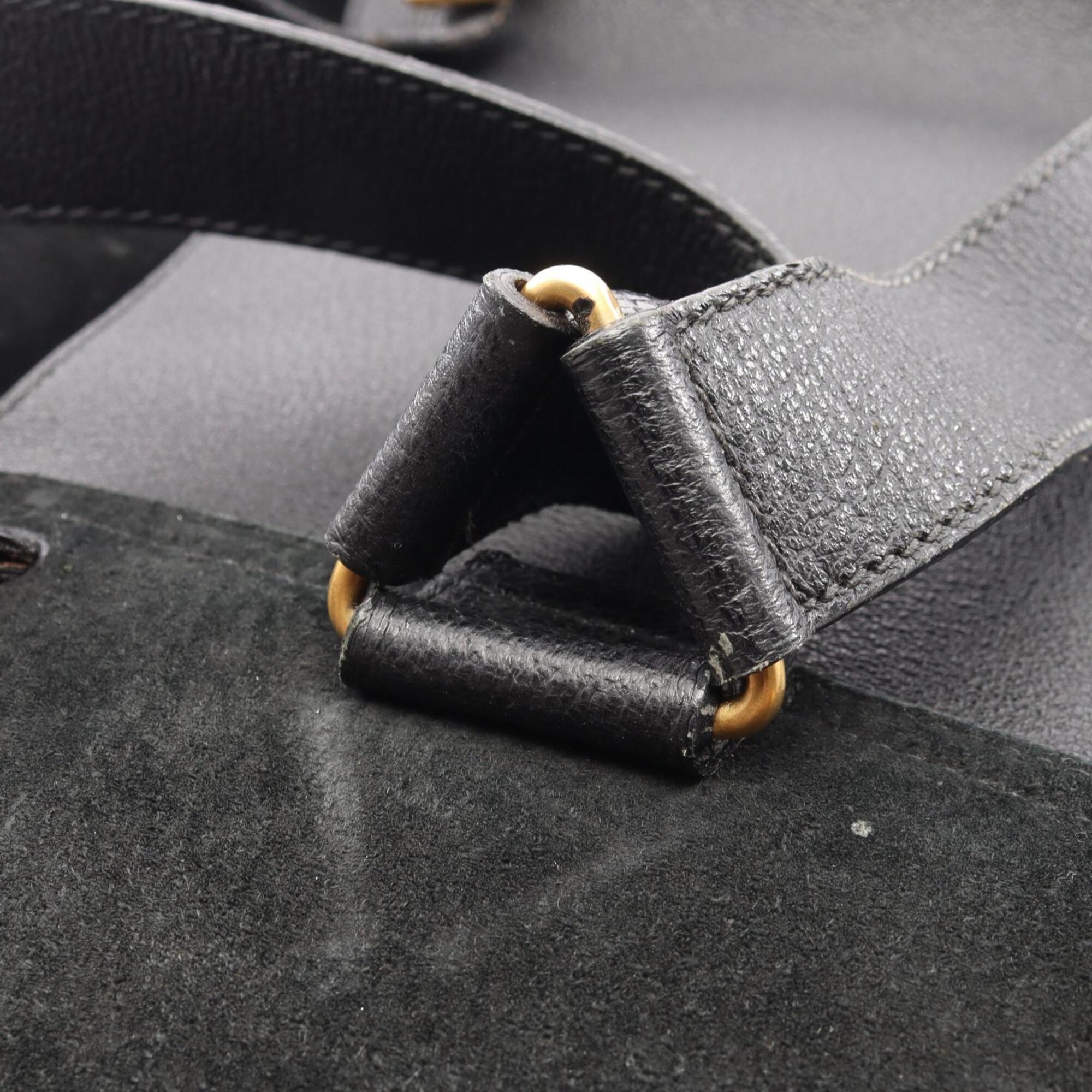 Gucci Black Suede Leather Backpack Handbag (Pre-Owned)