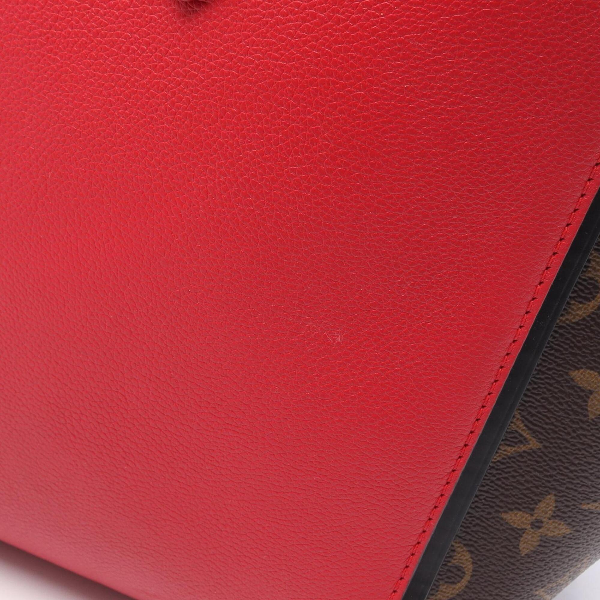 Louis Vuitton Brown Monogram Red Color Coated Canvas Leather Handbag Tote Bag (Pre-Owned)
