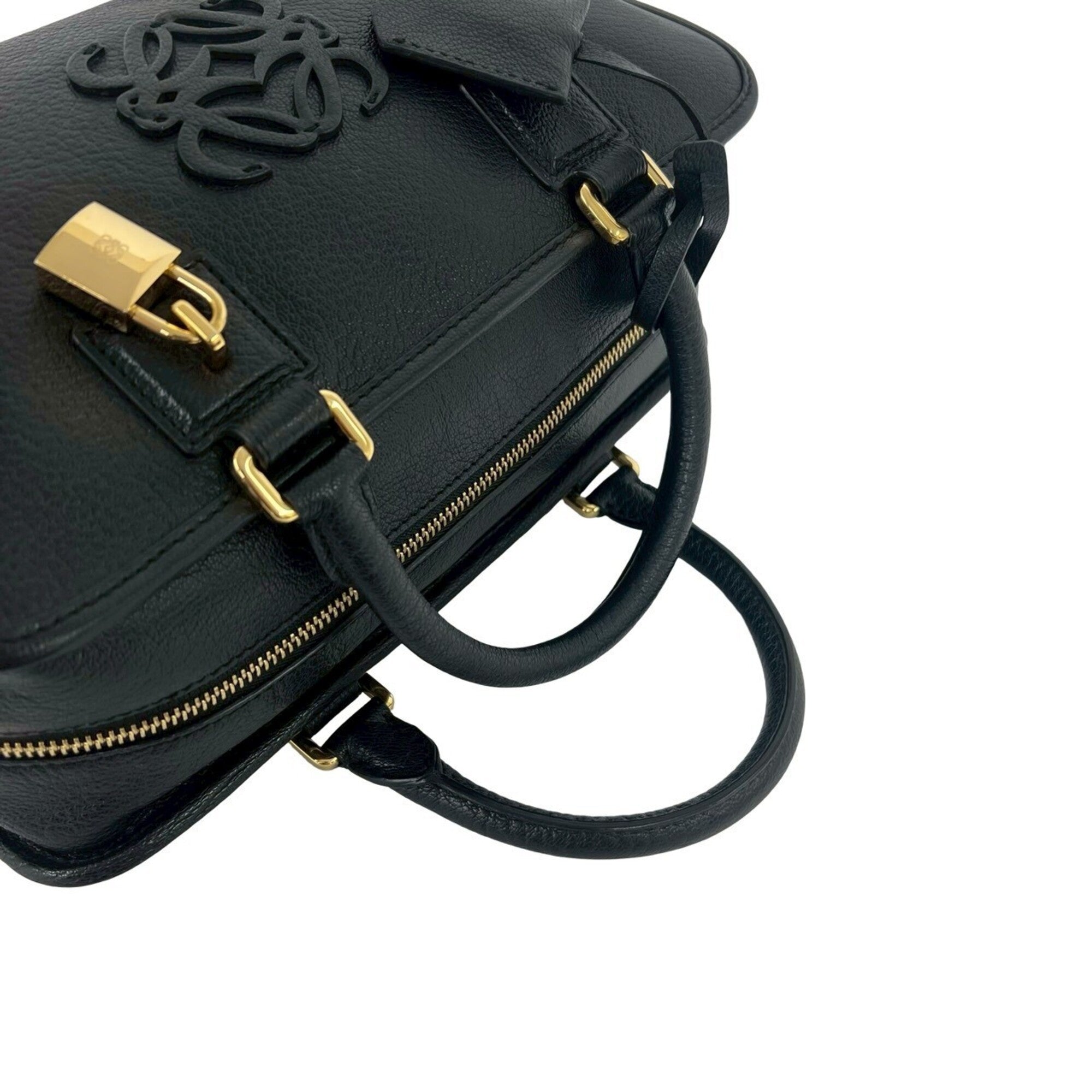 Loewe Black Leather Boston Bag Handbag (Pre-Owned)