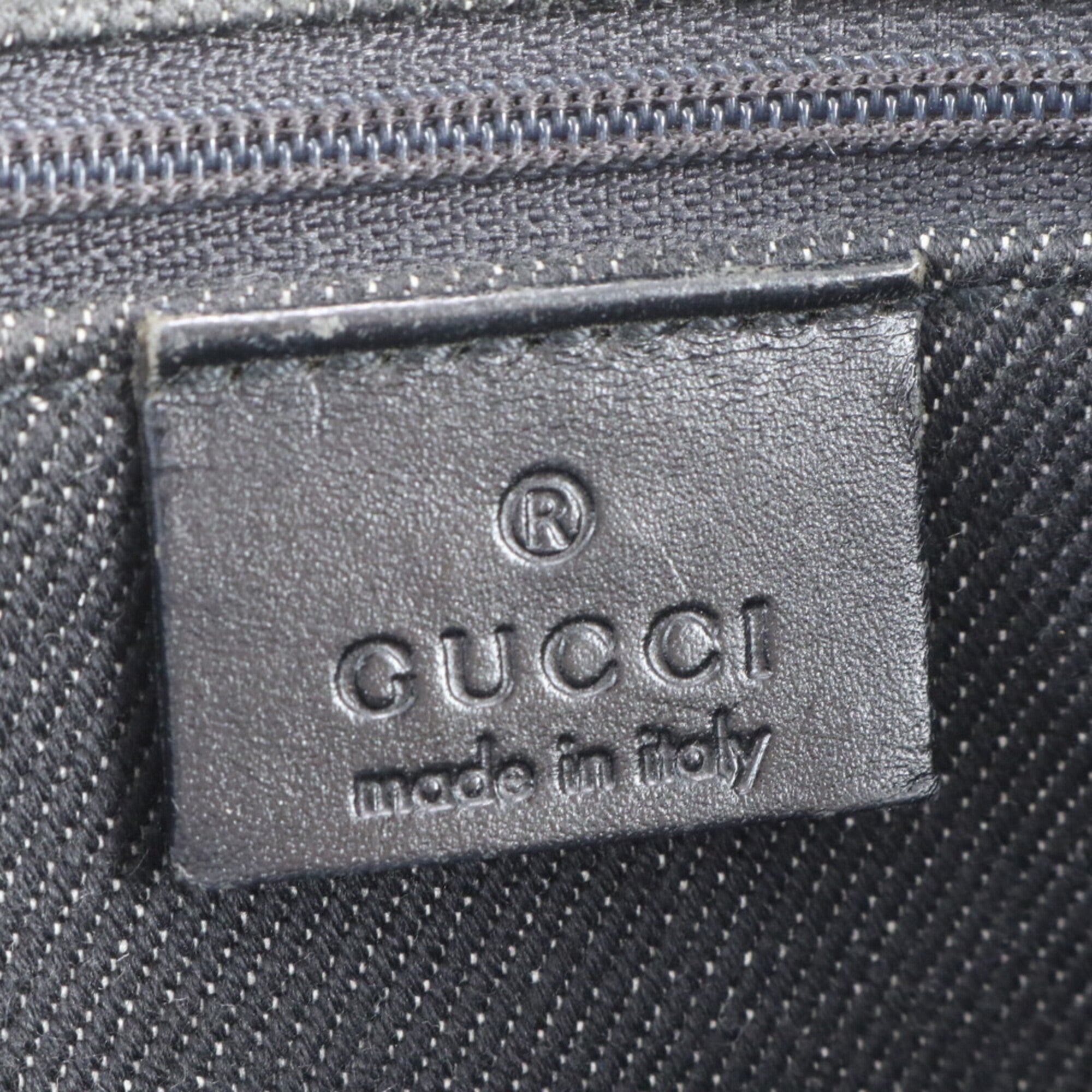 Gucci Black Leather Canvas Handbag Tote Bag (Pre-Owned)