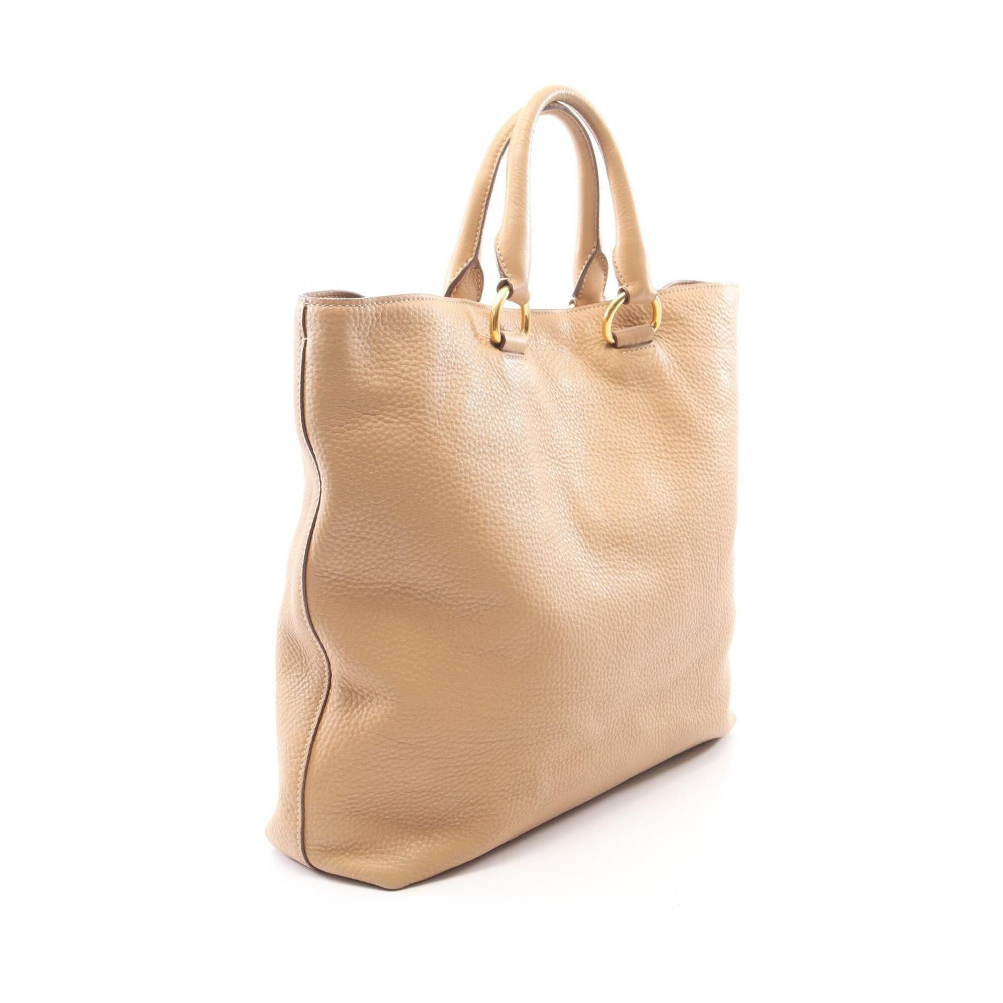Prada Beige Leather Handbag Tote Bag (Pre-Owned)