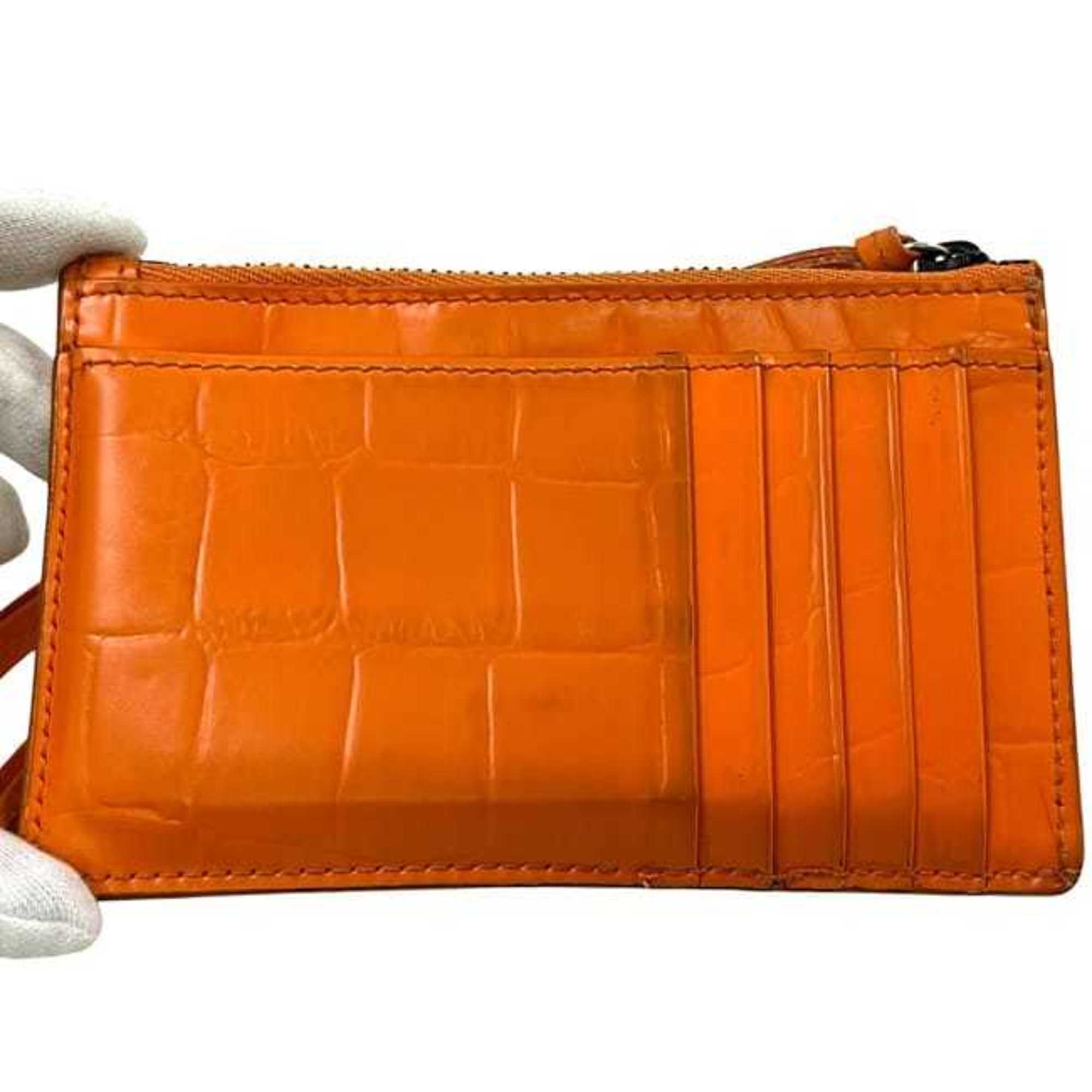 Balenciaga Orange Leather Coin Purse/Coin Case (Pre-Owned)