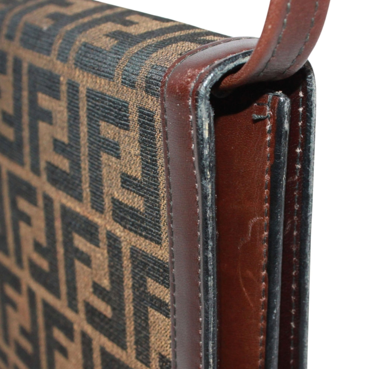 Fendi Brown Canvas Leather Shoulder Bag (Pre-Owned)