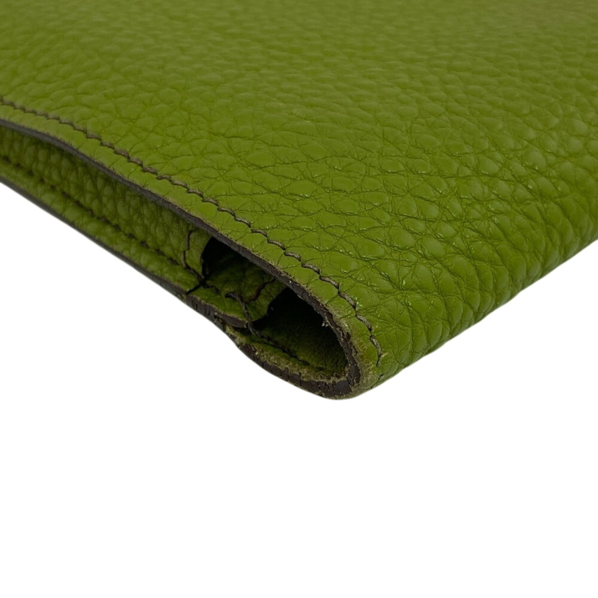 Hermes Green Taurillon Clemence Leather Long Wallet (Bi-Fold) (Pre-Owned)